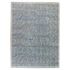 Moderner blauer handgefertigter Wollflorteppich im schwedischen Design von Doris Leslie Blau