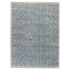 Modern Swedish Design Blue Handmade Wool Pile Rug by Doris Leslie Blau
