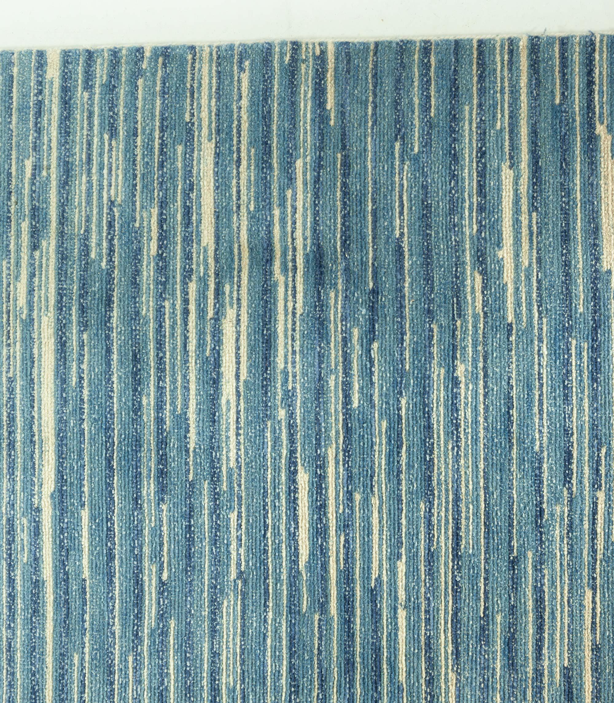 Moderner blauer Woll-Läufer im schwedischen Design von Doris Leslie Blau im Zustand „Neu“ im Angebot in New York, NY