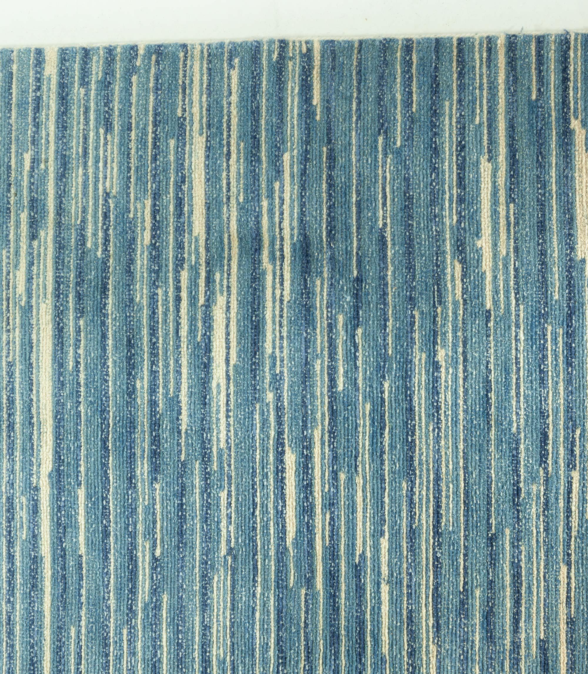 Tissé à la main Tapis de couloir moderne suédois en laine bleue de Doris Leslie Blau en vente