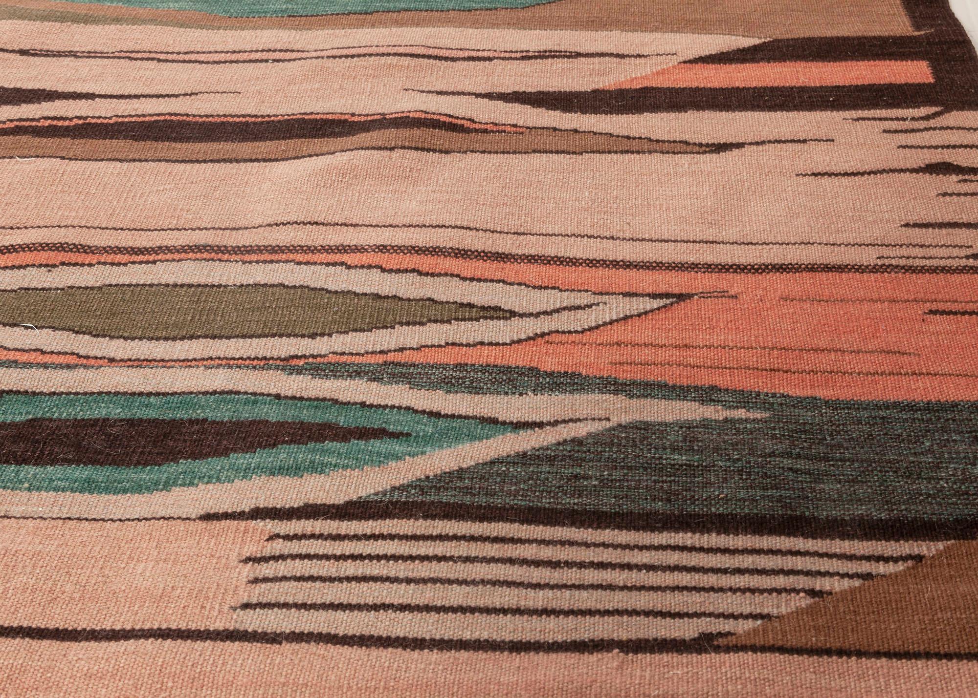 Indian Modern Swedish Design Flat Weave Wool Rug by Doris Leslie Blau For Sale