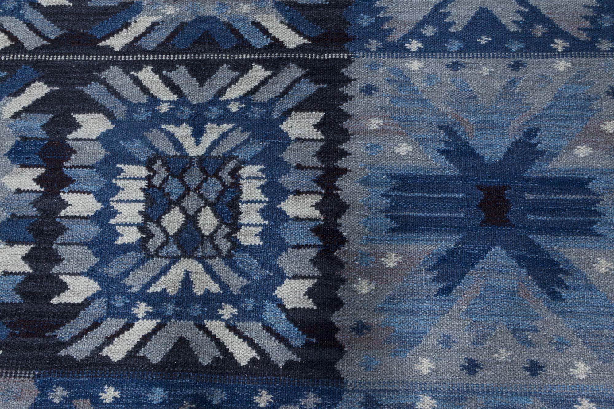 Modernes schwedisches Design Flachgewebter Wollteppich von Doris Leslie Blau (Indisch) im Angebot