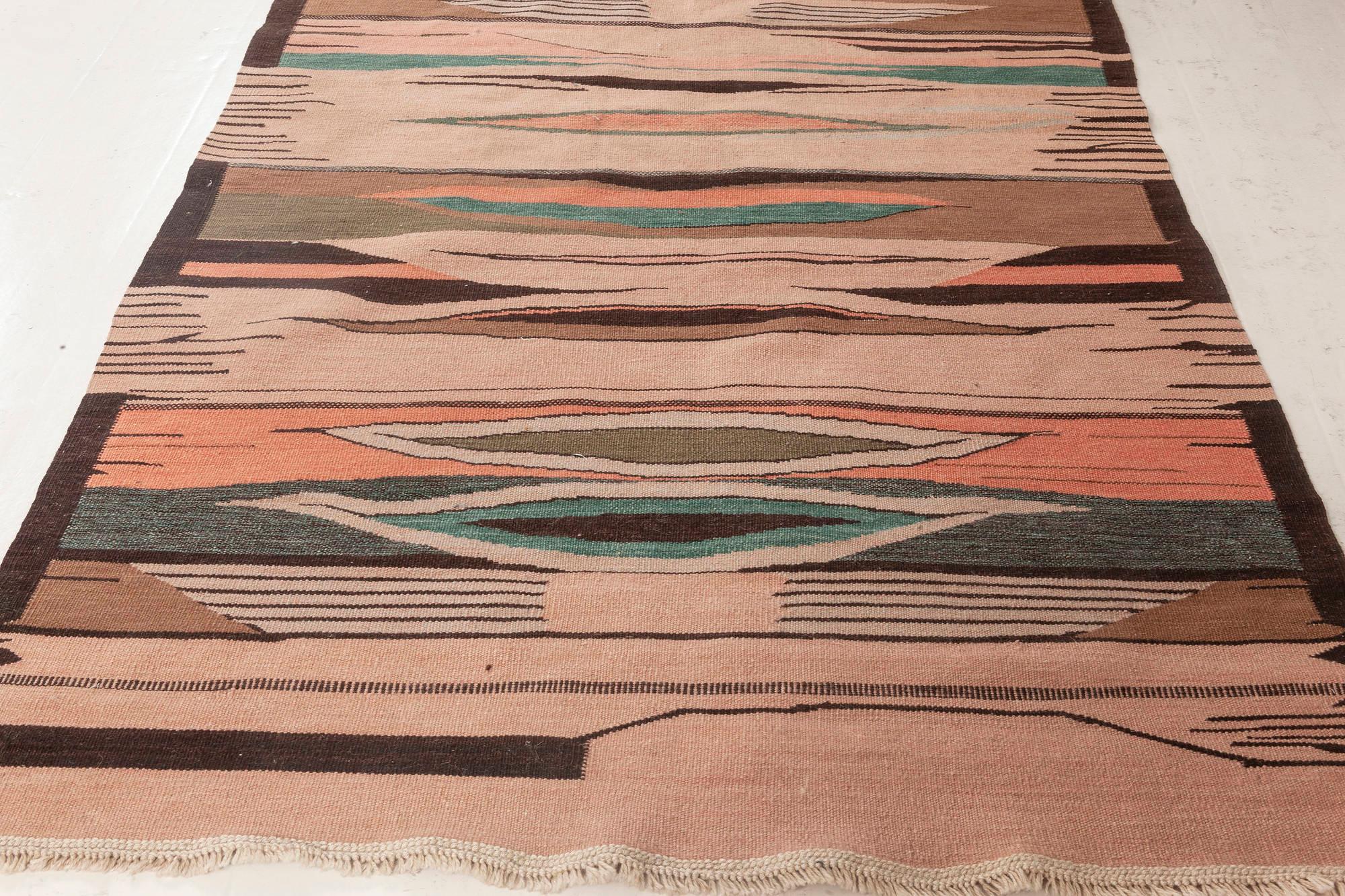 Hand-Knotted Modern Swedish Design Flat Weave Wool Rug by Doris Leslie Blau For Sale