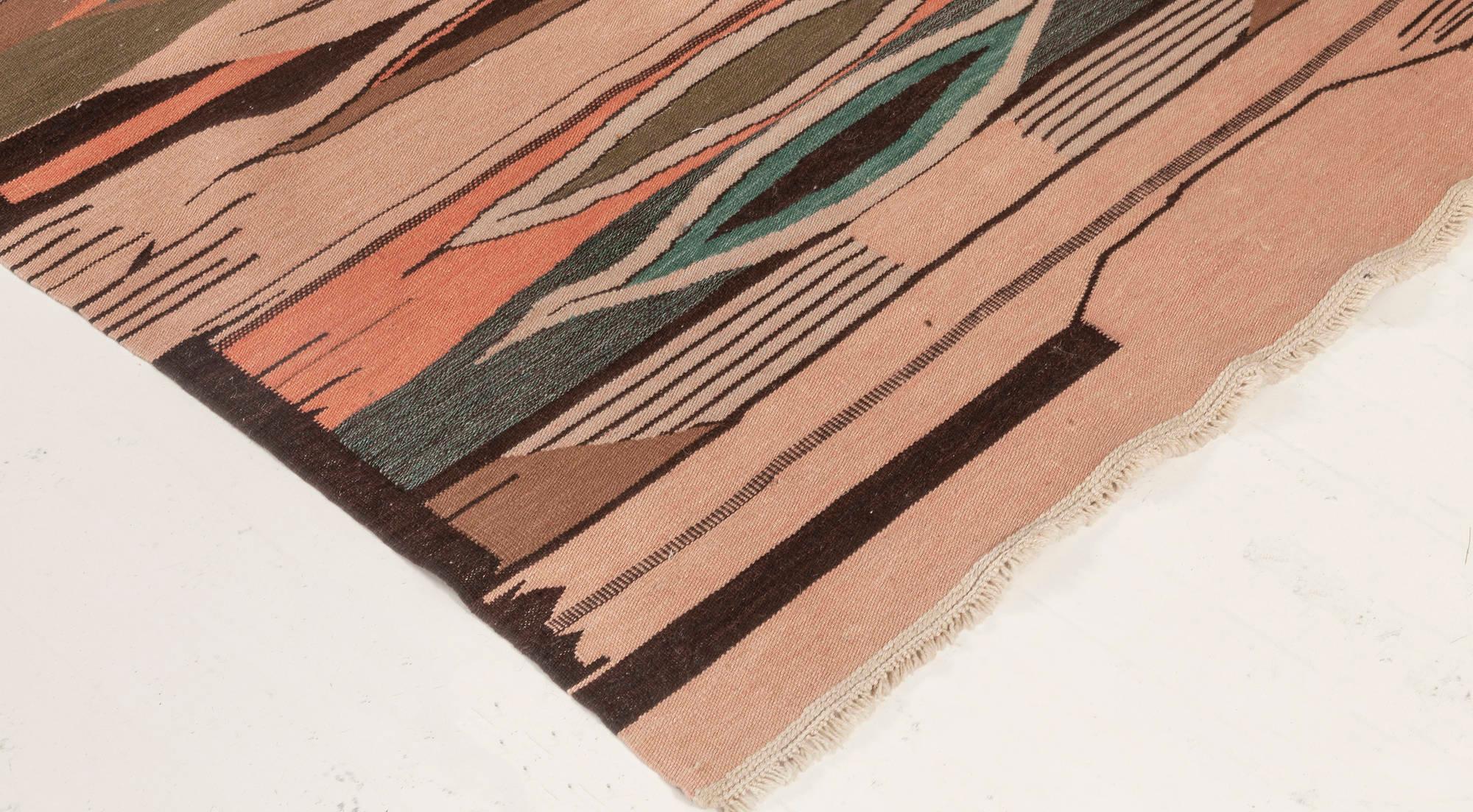 Contemporary Modern Swedish Design Flat Weave Wool Rug by Doris Leslie Blau For Sale