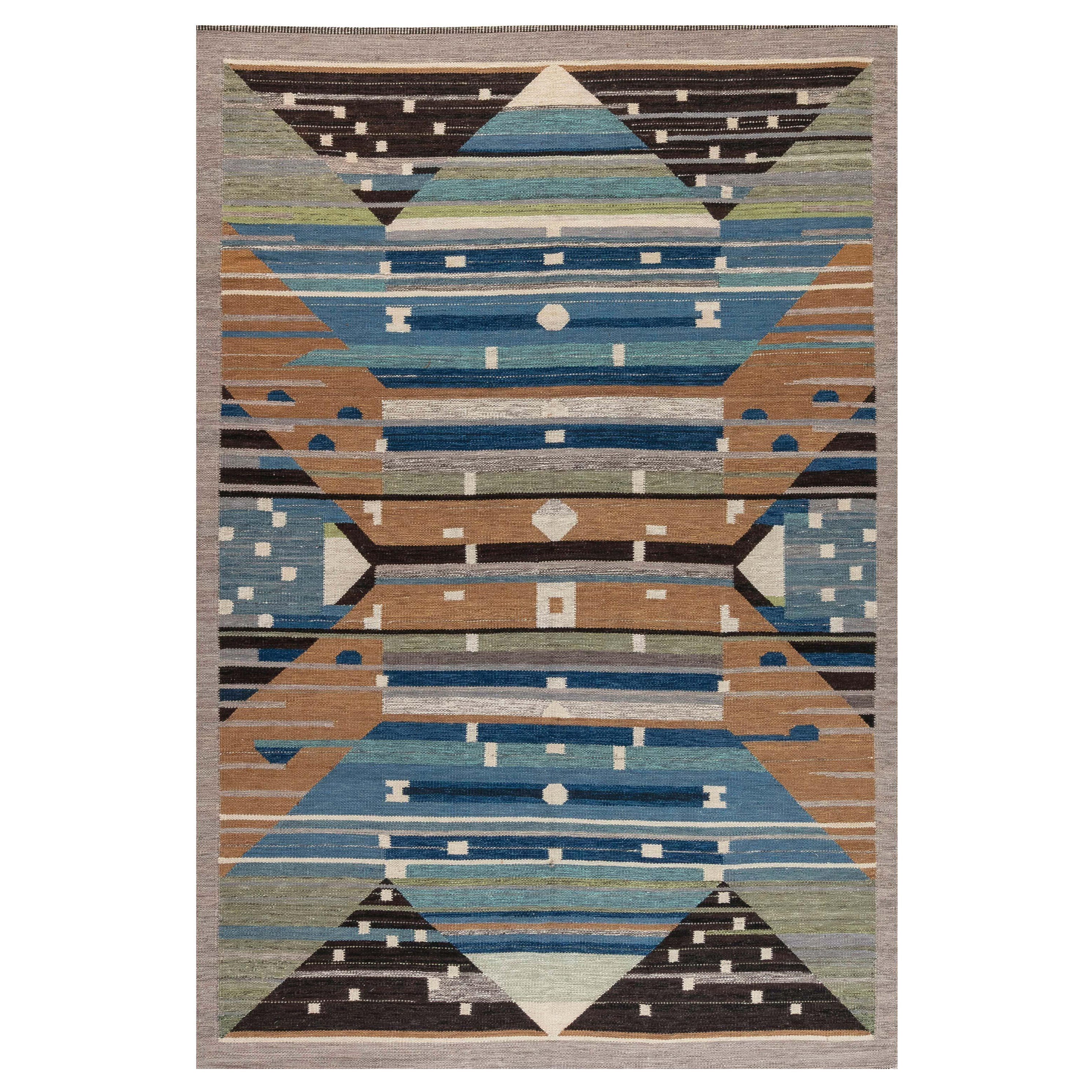 Modern Swedish Design Flat Weave Wool Rug by Doris Leslie Blau