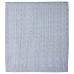 Modern Swedish Design Rug with All-Over Design in White, Taupe & Light Blue