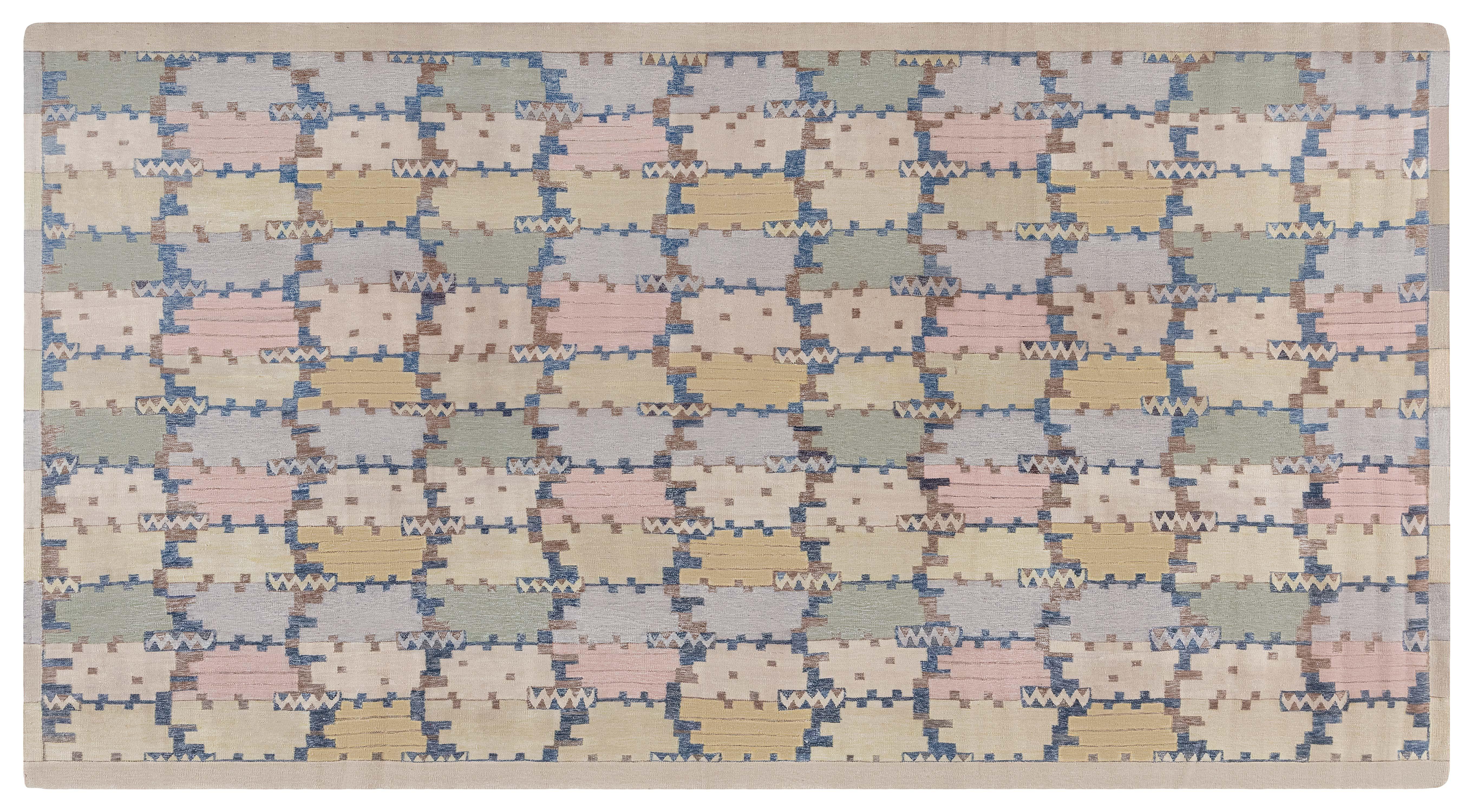 Scandinavo moderno Tappeto moderno svedese a trama piatta ispirato a Doris Leslie Blau in vendita