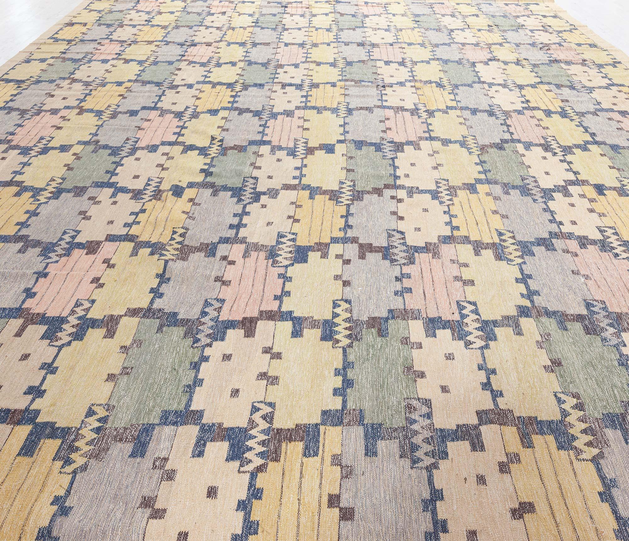 Scandinavo moderno Tappeto moderno svedese a trama piatta di Doris Leslie Blau in vendita