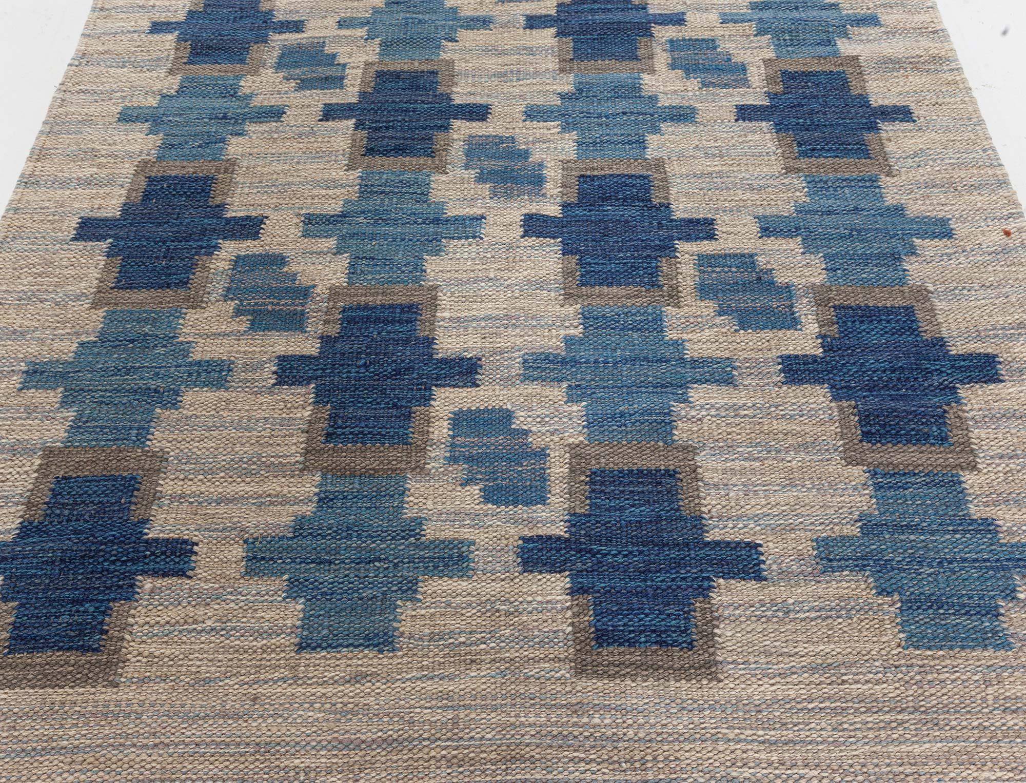 Scandinavian Modern Swedish Flat Weave Rug by Doris Leslie Blau For Sale