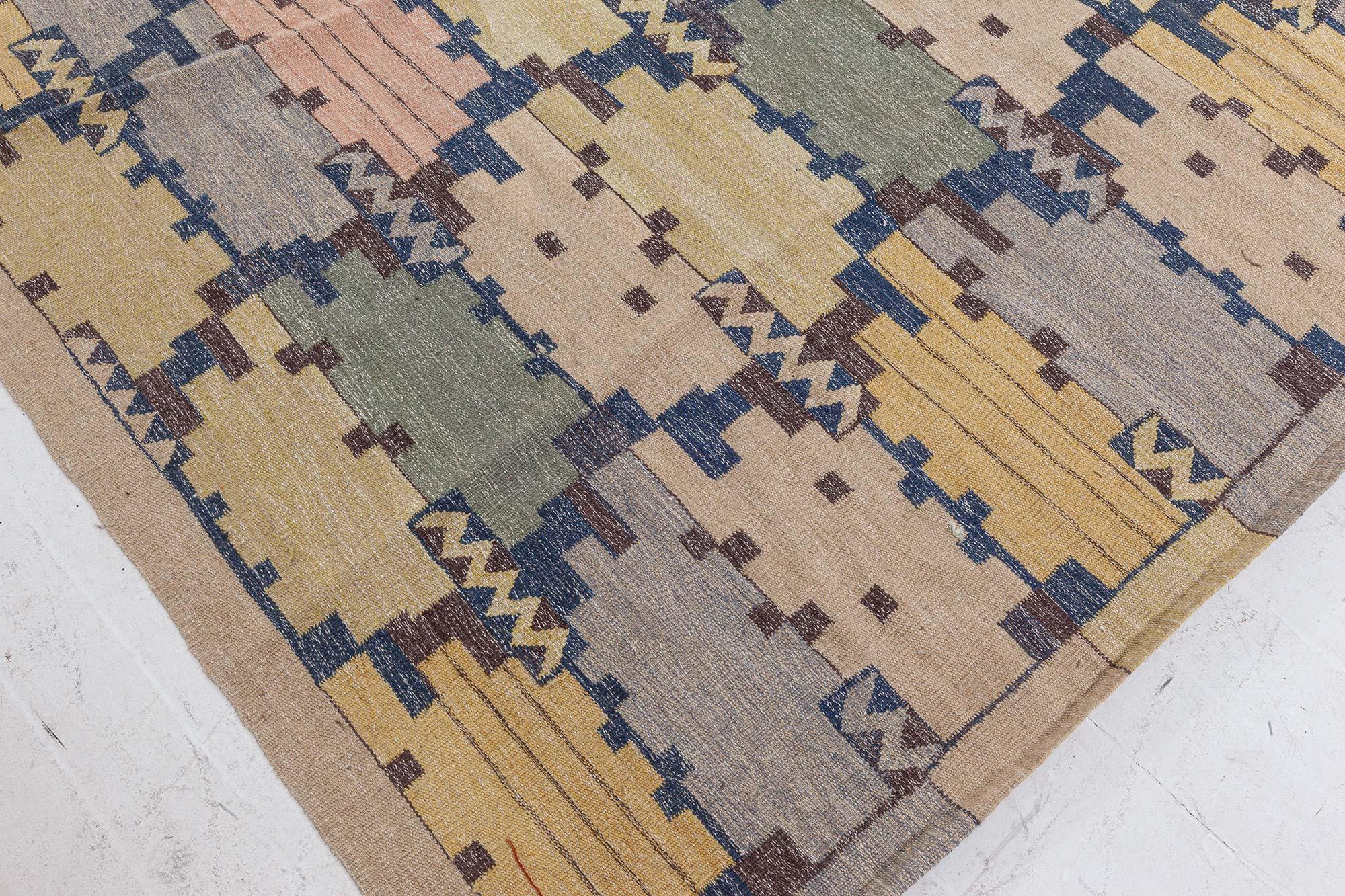 Moderner schwedischer Flachgewebe-Teppich (Handgewebt) im Angebot