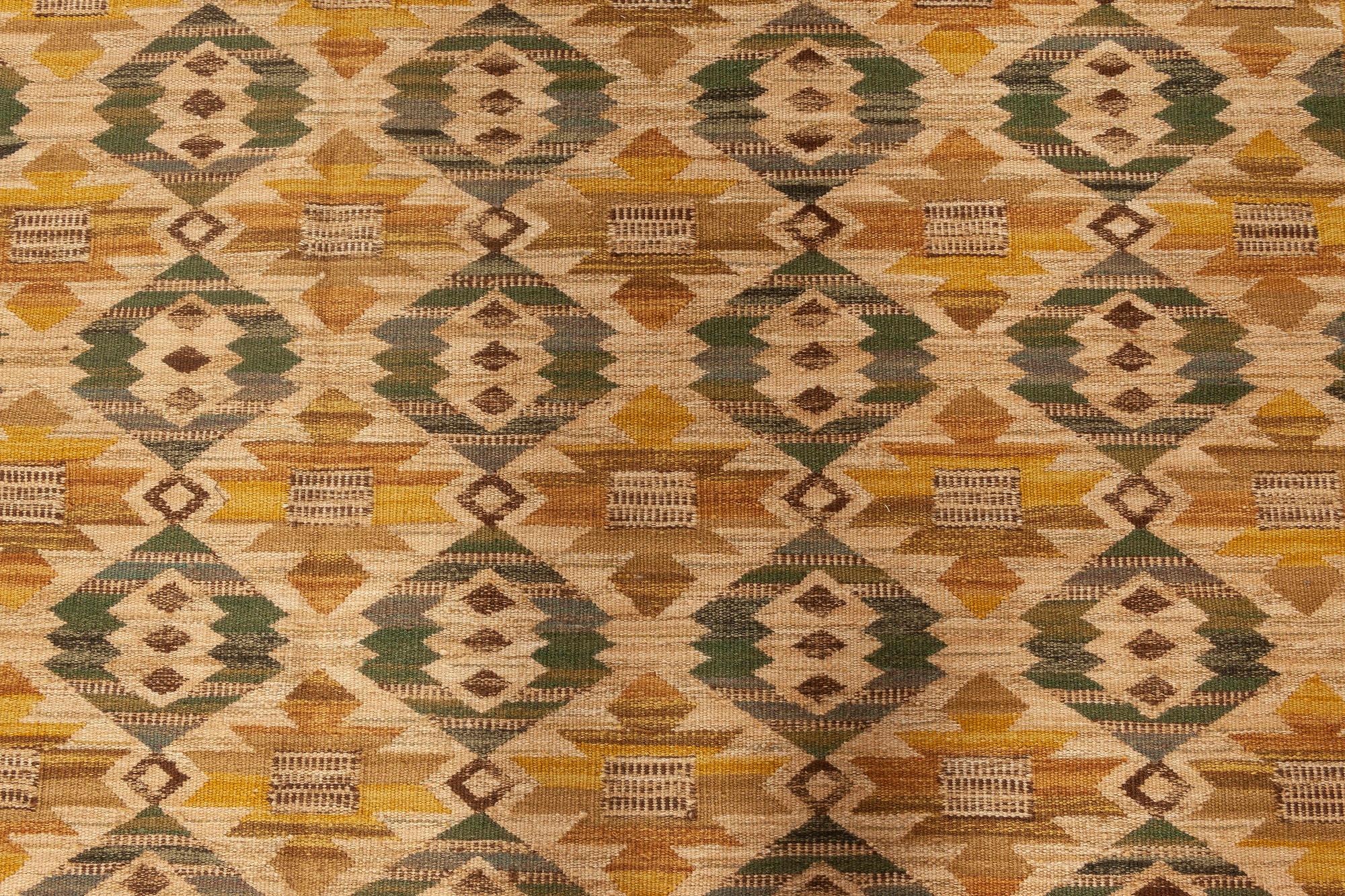Indian Modern Swedish Flat-Weave Rug Inspired by Märta Måås-Fjetterström Design For Sale