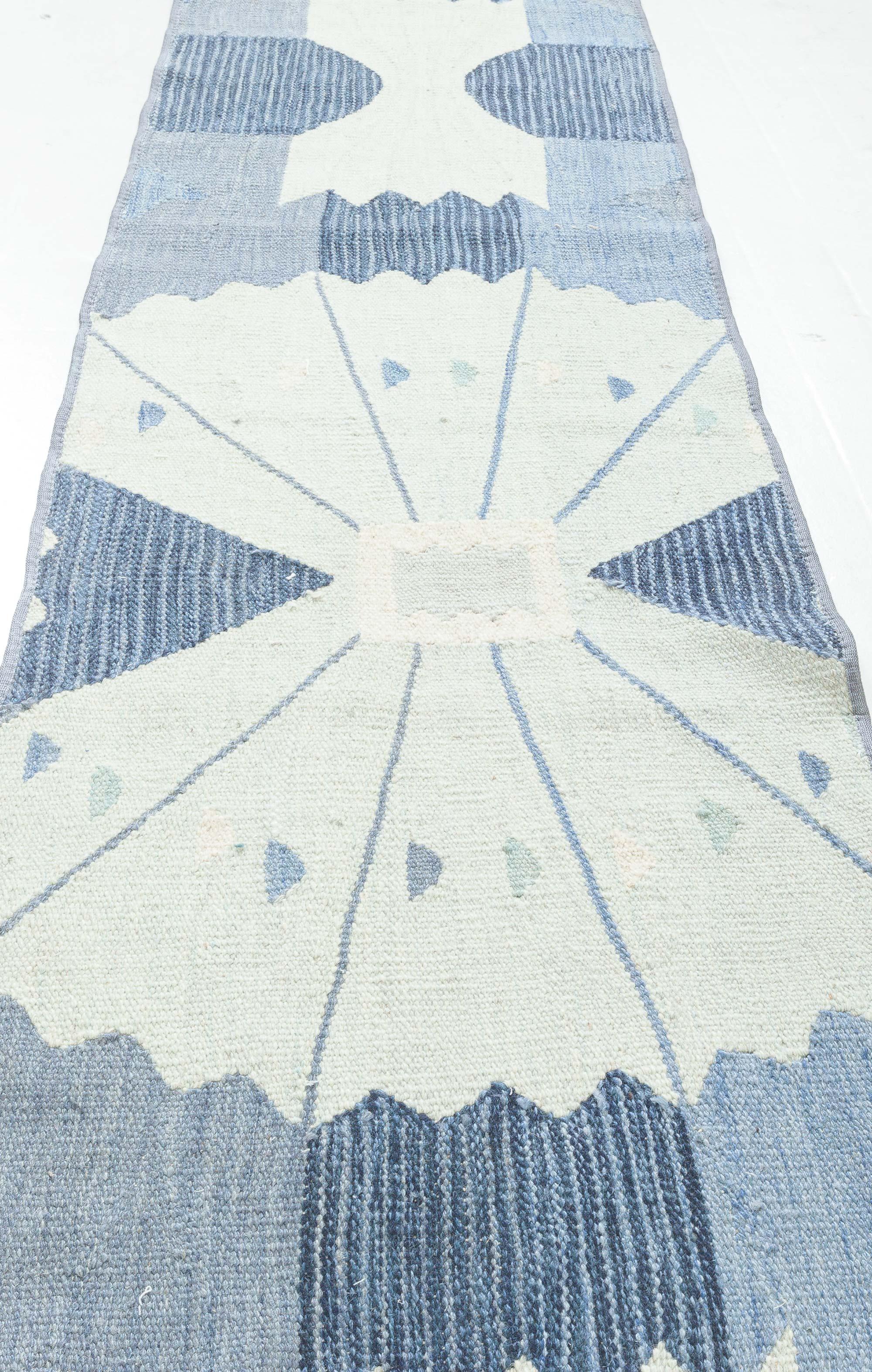 Modern Swedish Flat-Weave Wool Fragment Runner by Doris Leslie Blau In New Condition For Sale In New York, NY