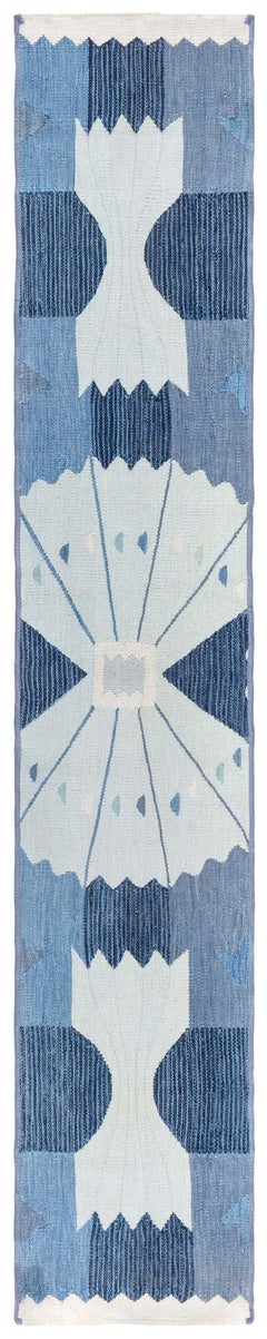 Modern Swedish Flat-Weave Wool Fragment Runner by Doris Leslie Blau