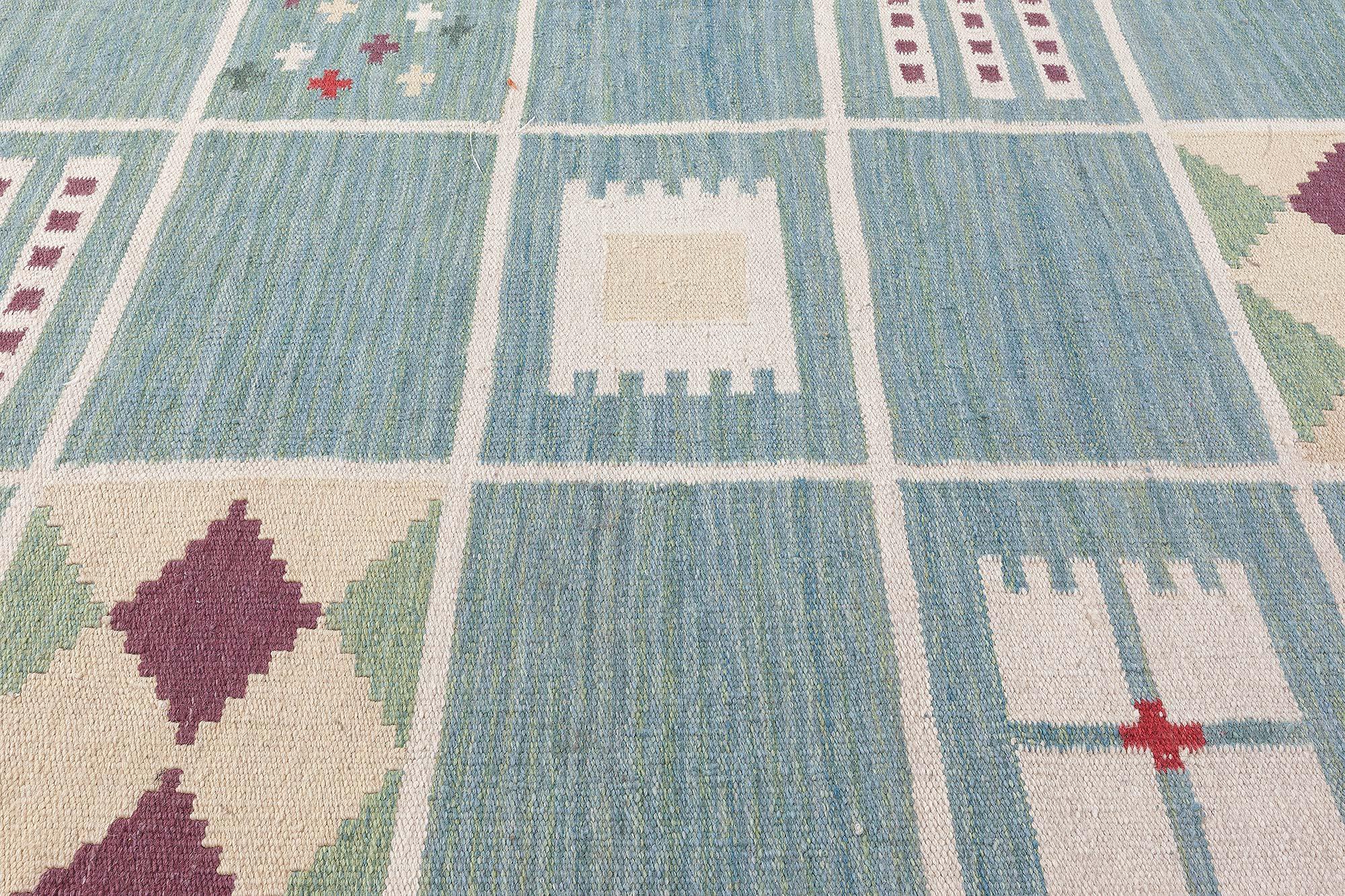 Modern Swedish Flat Weave Wool Rug by Doris Leslie Blau
Size: 10'6