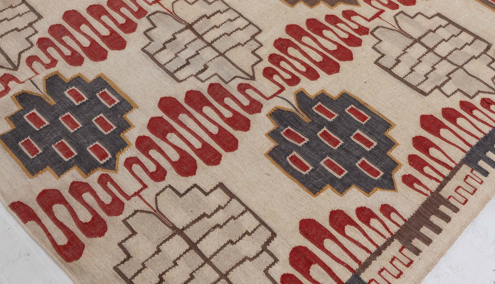 Moderner schwedischer flachgewebter wollteppich von Doris Leslie Blau (21. Jahrhundert und zeitgenössisch) im Angebot