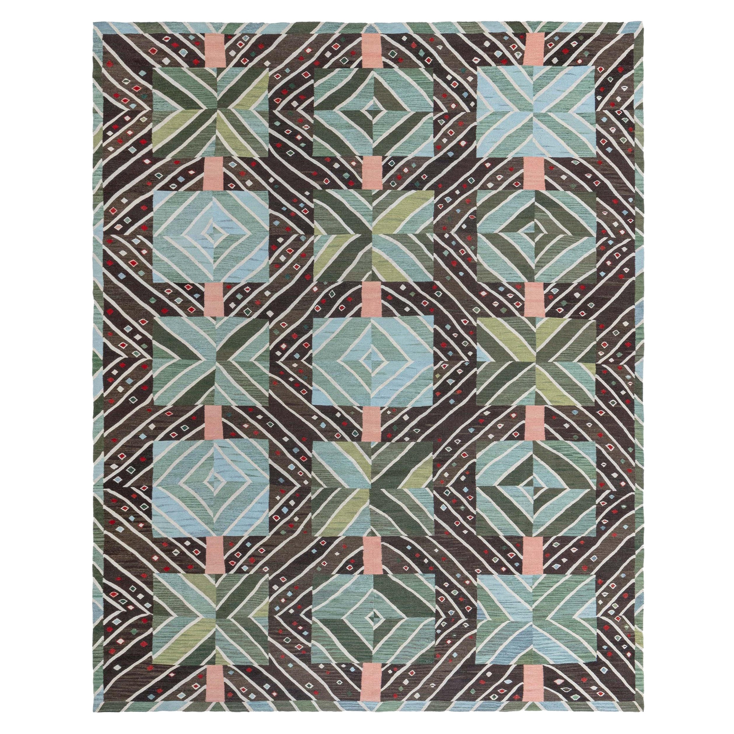 Moderner schwedischer flachgewebter wollteppich von Doris Leslie Blau