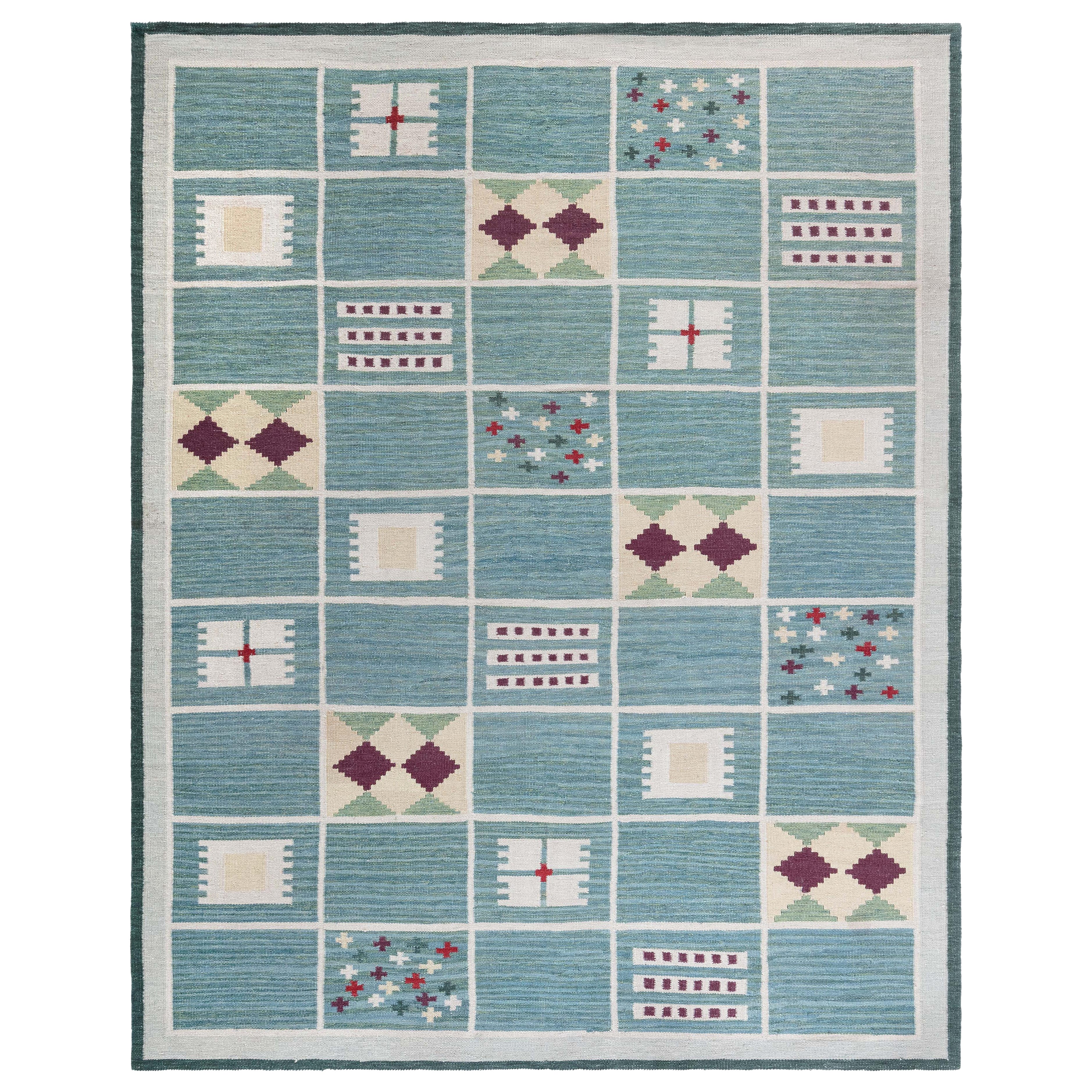 Tappeto moderno svedese a trama piatta in lana di Doris Leslie Blau
