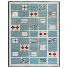 Tapis suédois moderne en laine tissée à plat par Doris Leslie Blau
