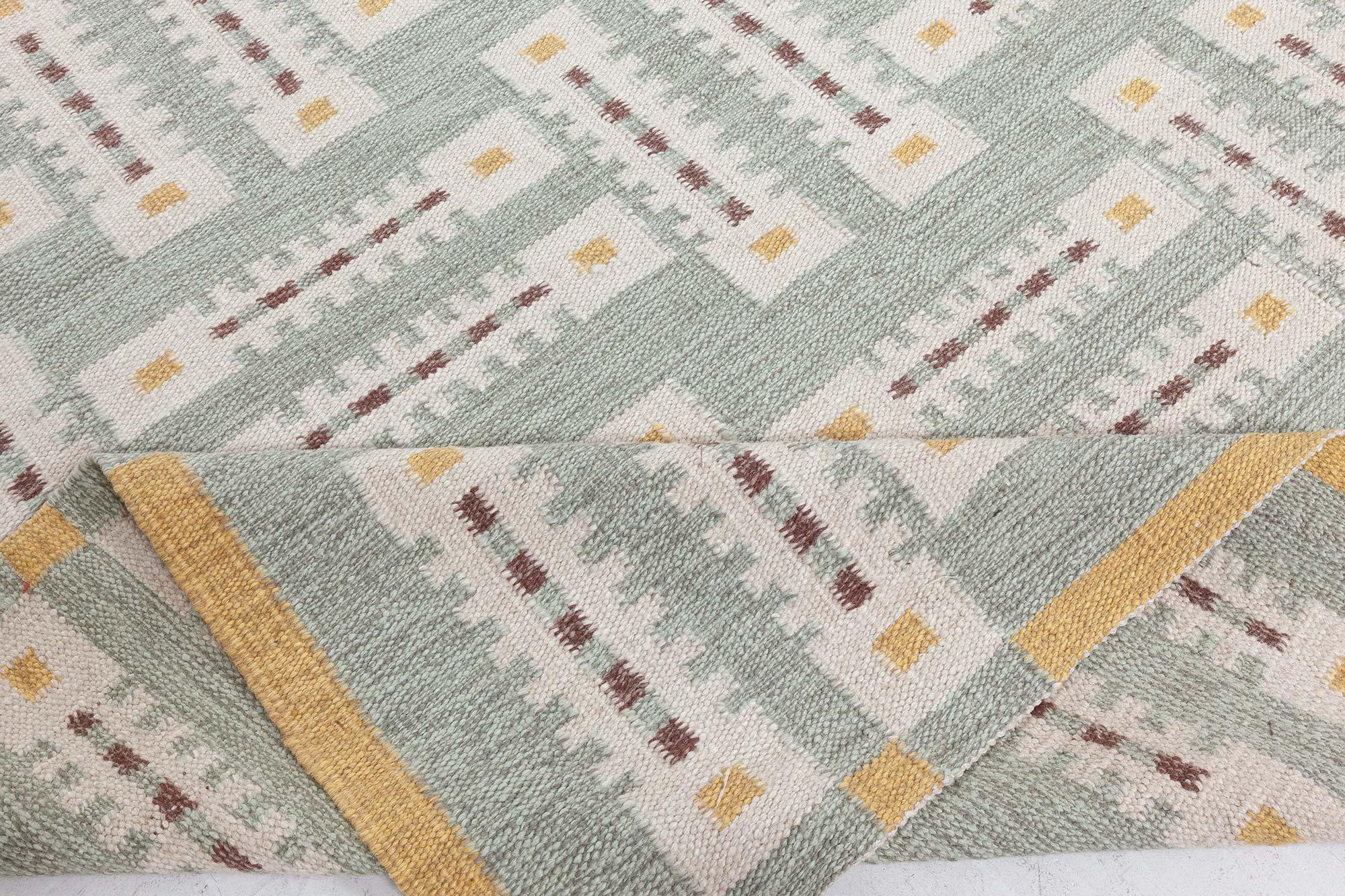 Scandinavo moderno Tappeto moderno svedese a trama piatta e geometrica di Doris Leslie Blau in vendita