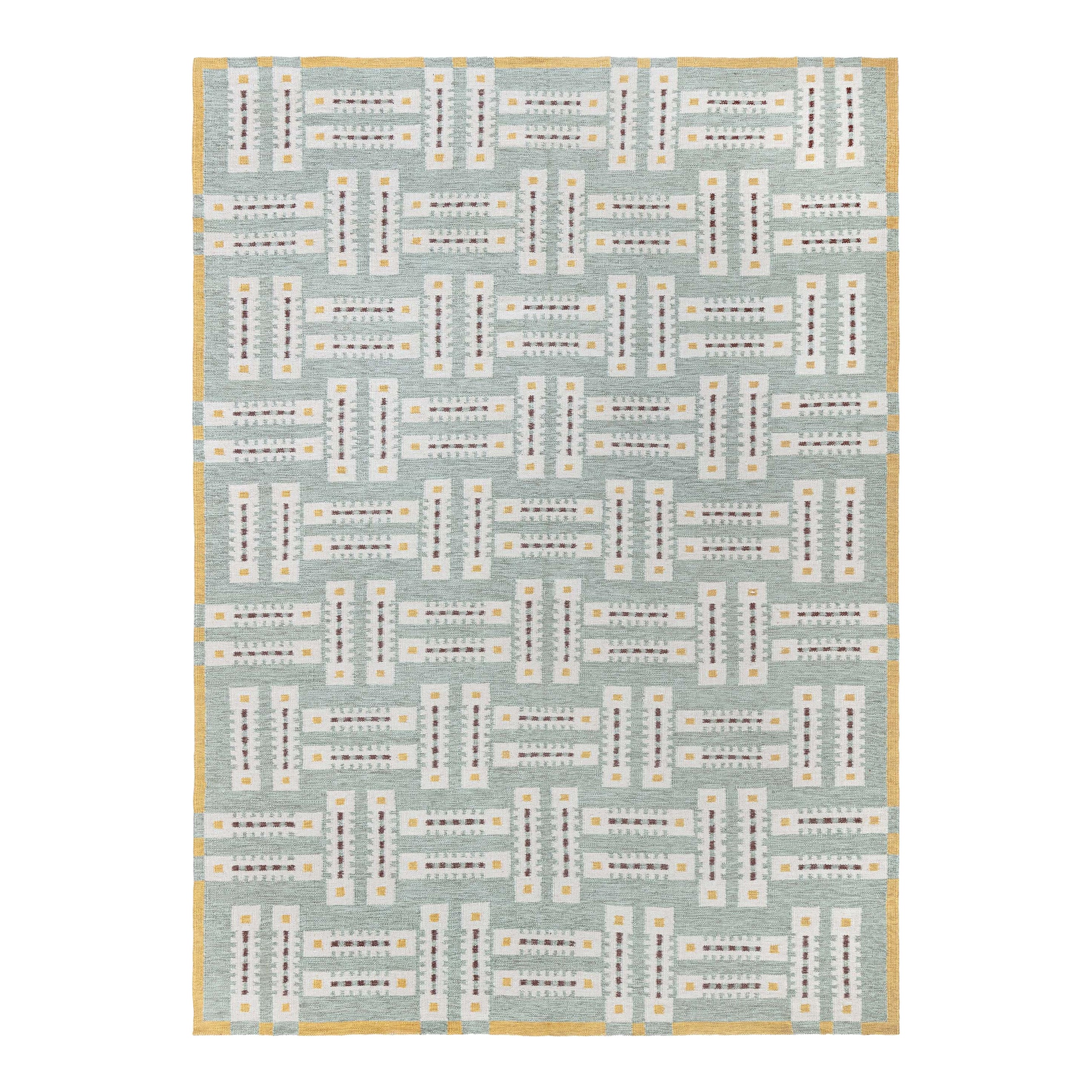 Schwedischer moderner geometrischer Flachgewebe-Teppich von Doris Leslie Blau