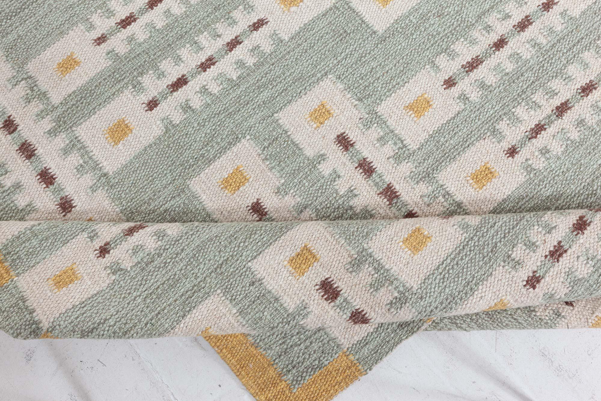 Schwedischer moderner geometrischer Flachgewebe-Teppich (Wolle) im Angebot