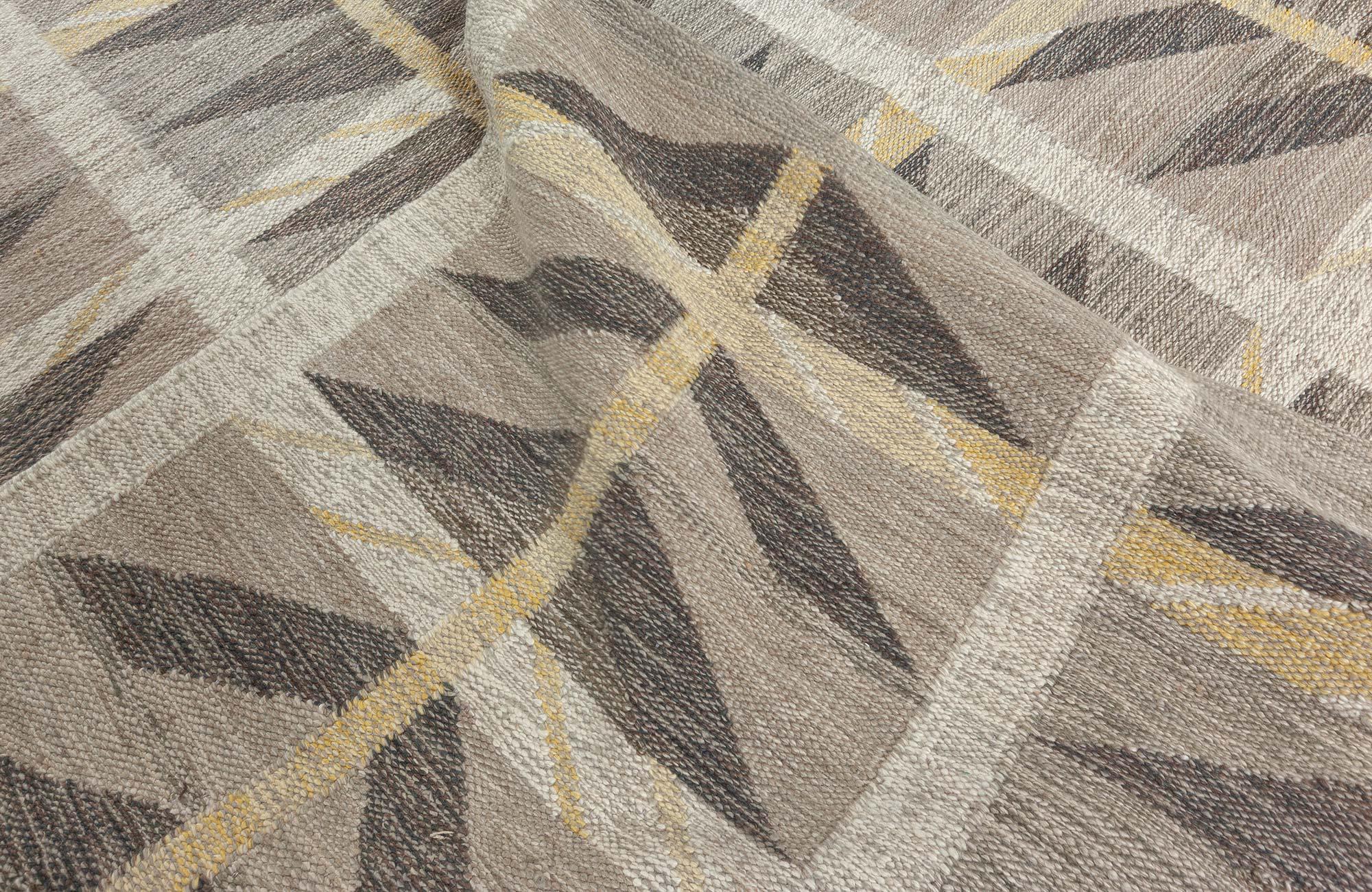 Modern Swedish Geometric Flat Weave Wool Rug by Doris Leslie Blau For Sale 3