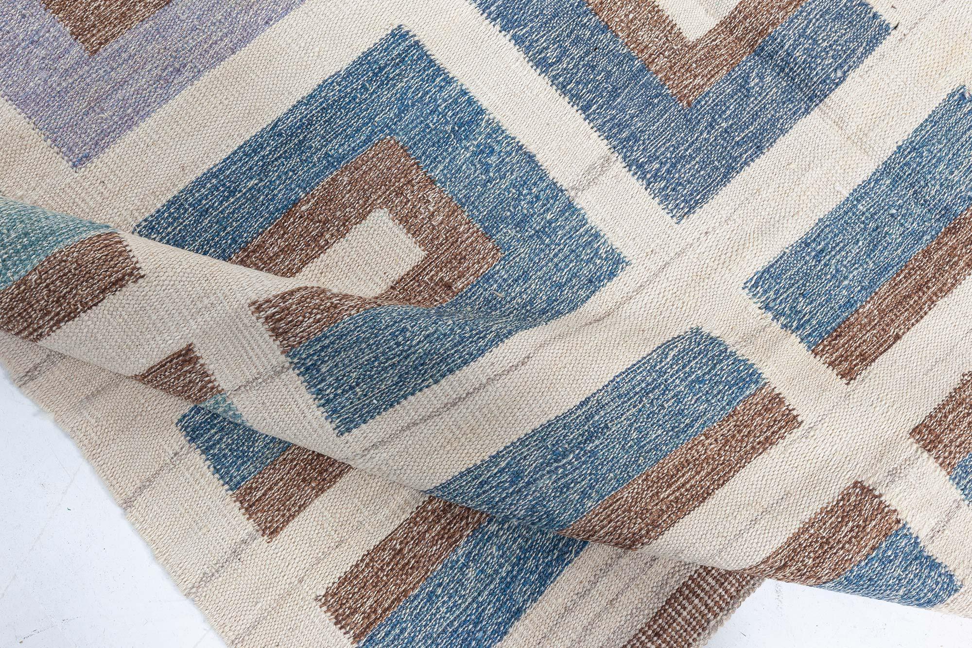 Scandinavian Modern Modern Swedish Geometric Flat-Weave Wool Rug by Doris Leslie Blau For Sale