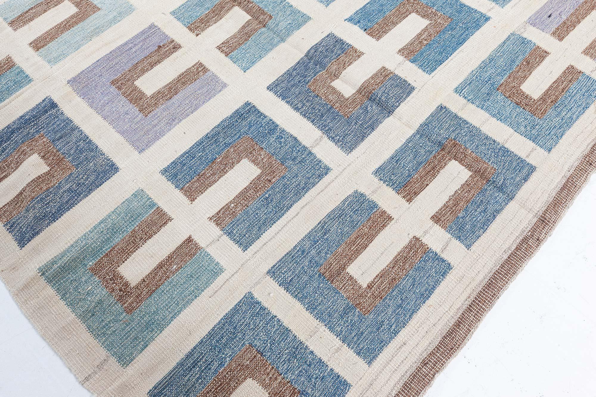 Modern Swedish Geometric Flat-Weave Wool Rug by Doris Leslie Blau In New Condition For Sale In New York, NY