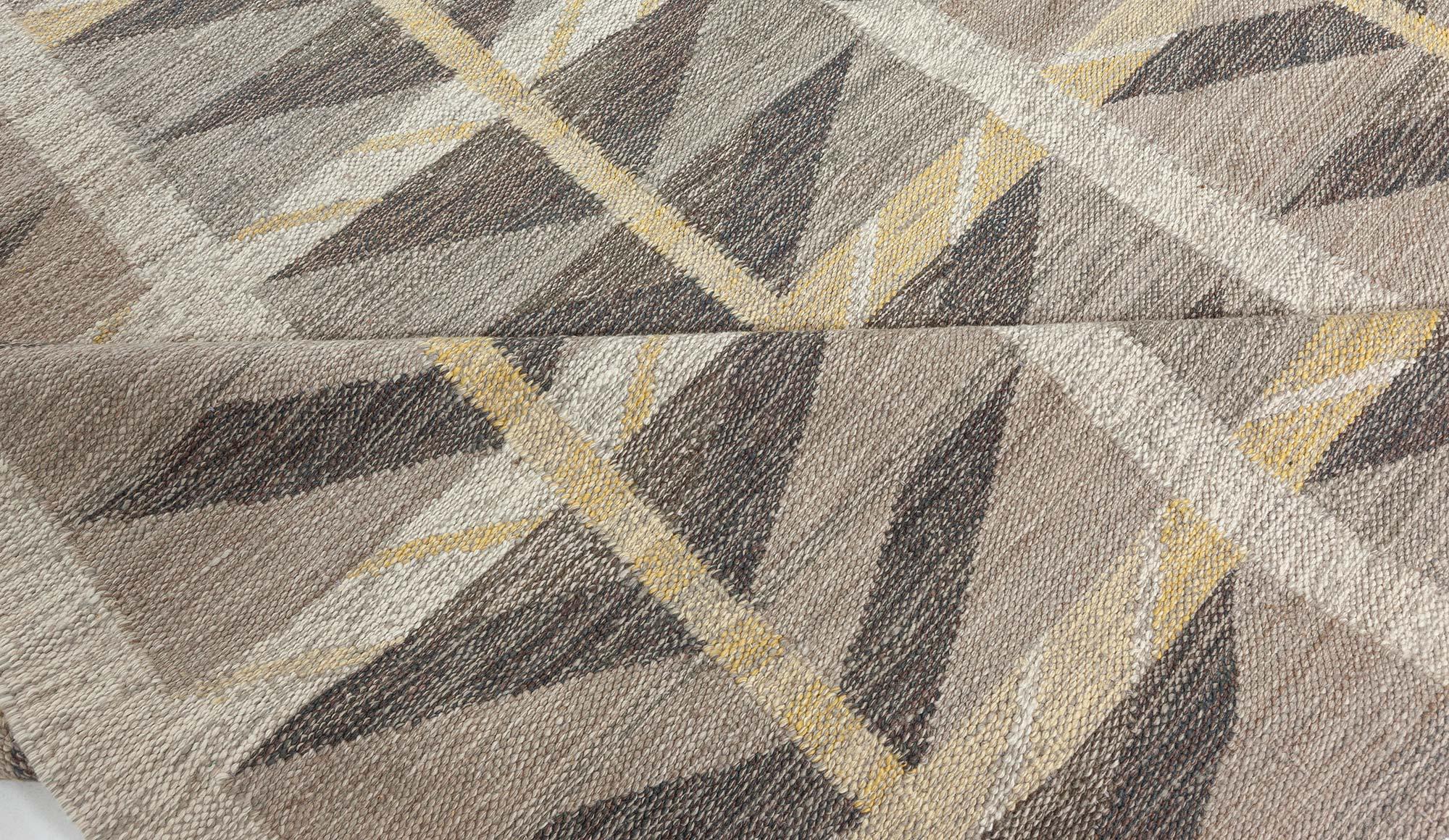 Contemporary Modern Swedish Geometric Flat Weave Wool Rug by Doris Leslie Blau For Sale