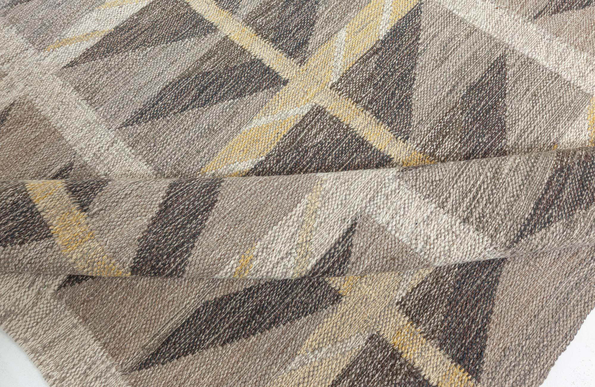 Modern Swedish Geometric Flat Weave Wool Rug by Doris Leslie Blau For Sale 1