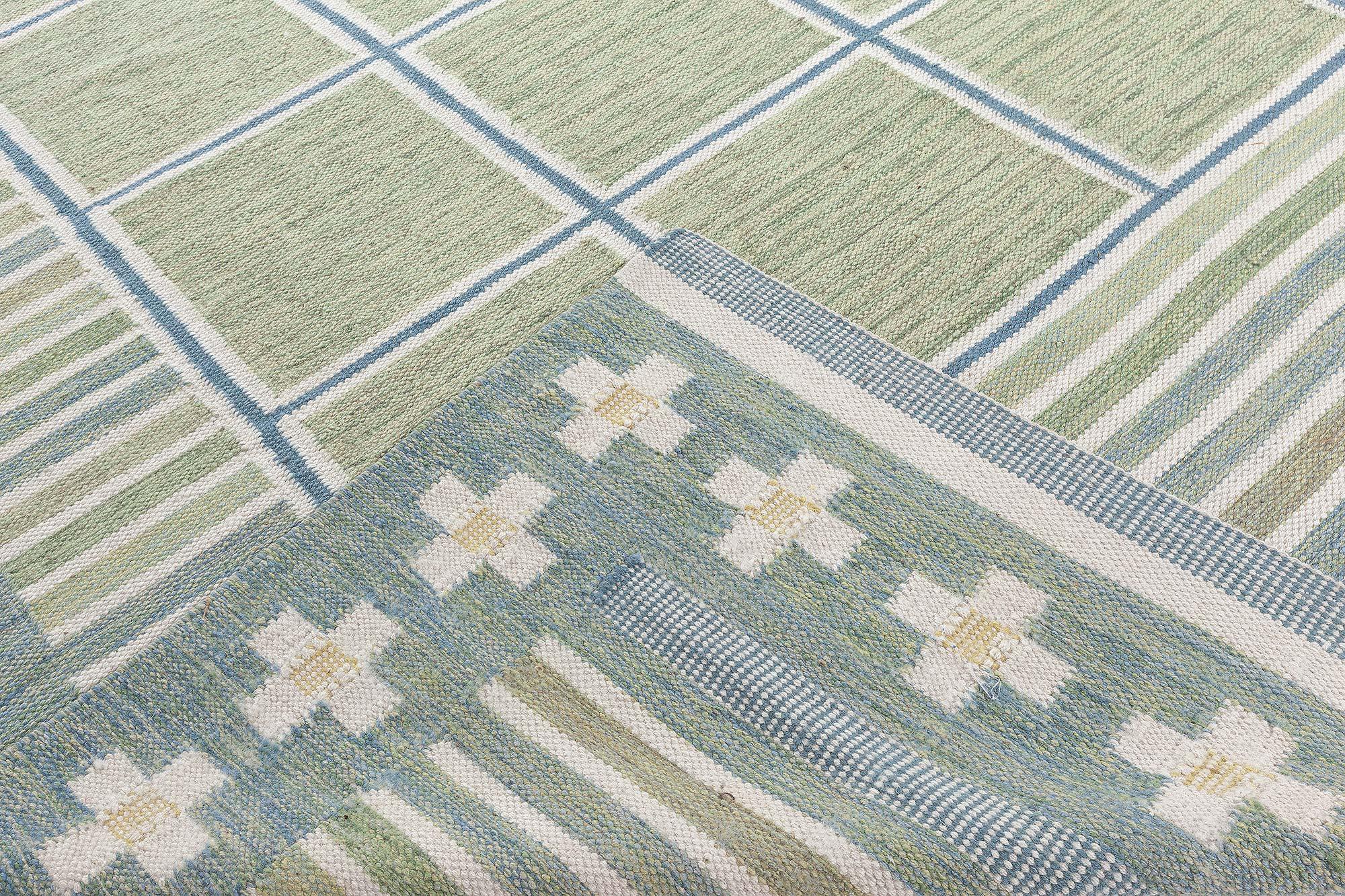 Modern Swedish Geometric Flat Weave Wool Rug by Doris Leslie Blau For Sale 2