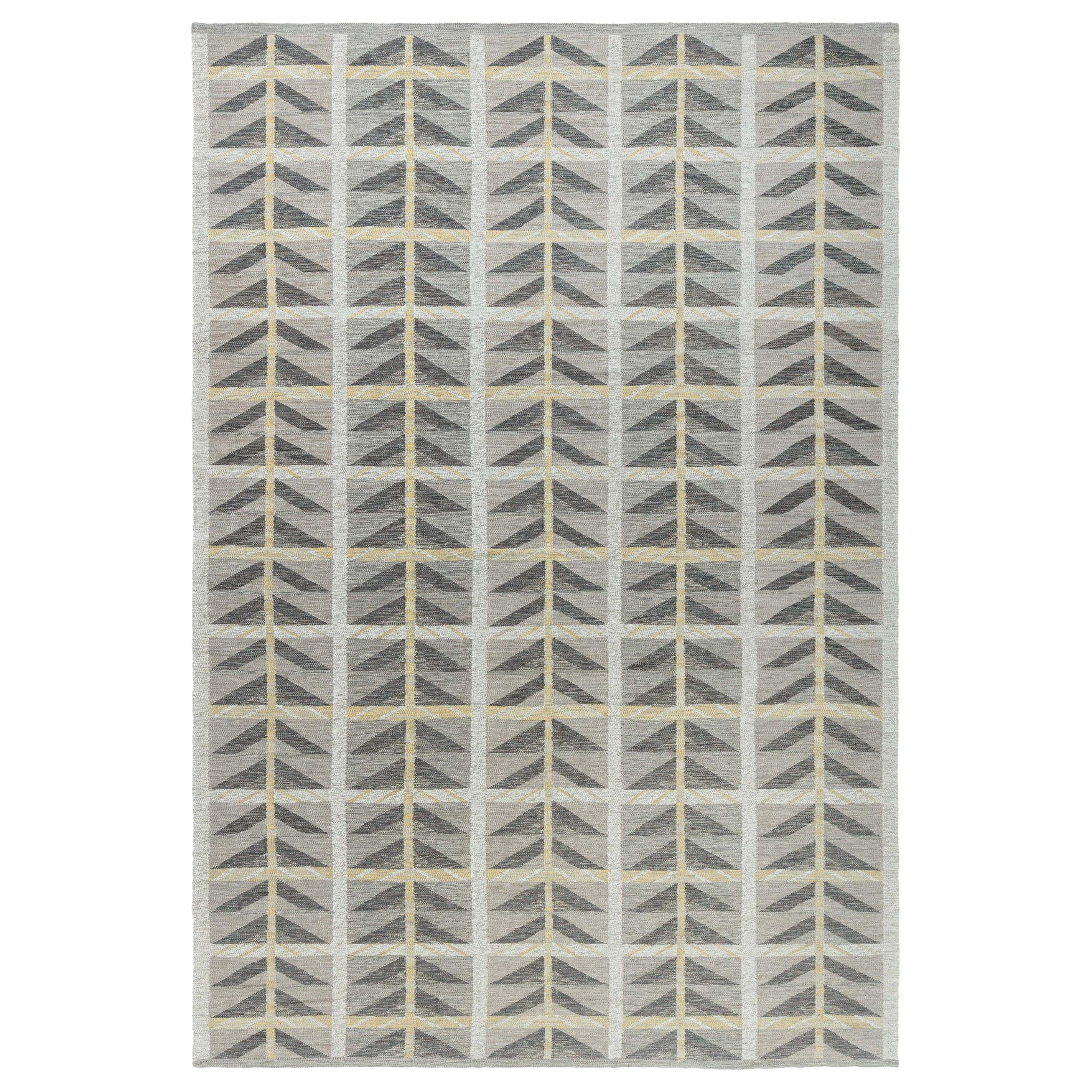 Modern Swedish Geometric Flat Weave Wool Rug by Doris Leslie Blau