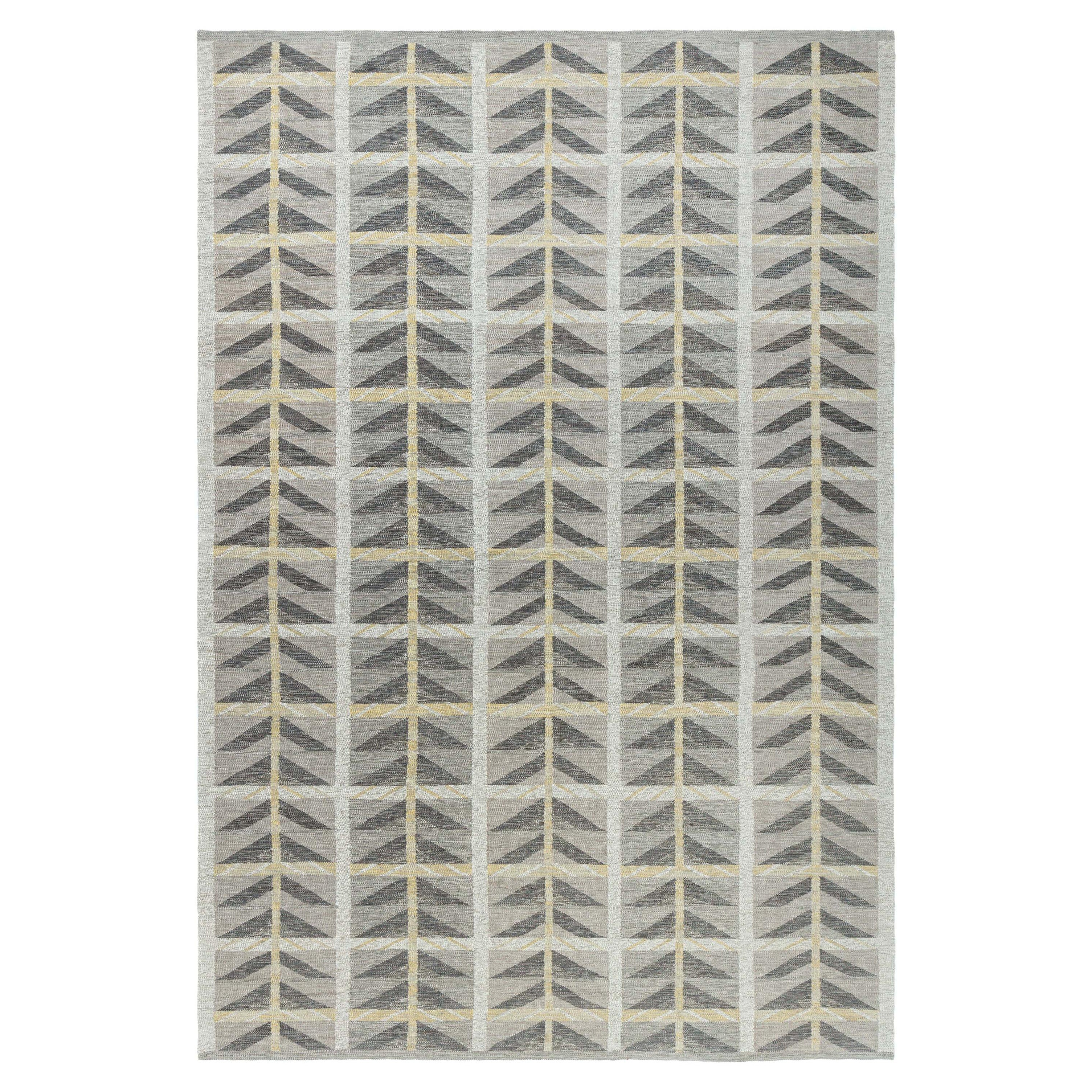 Modern Swedish Geometric Flat Weave Wool Rug by Doris Leslie Blau