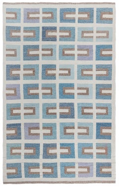 Modern Swedish Geometric Flat-Weave Wool Rug by Doris Leslie Blau