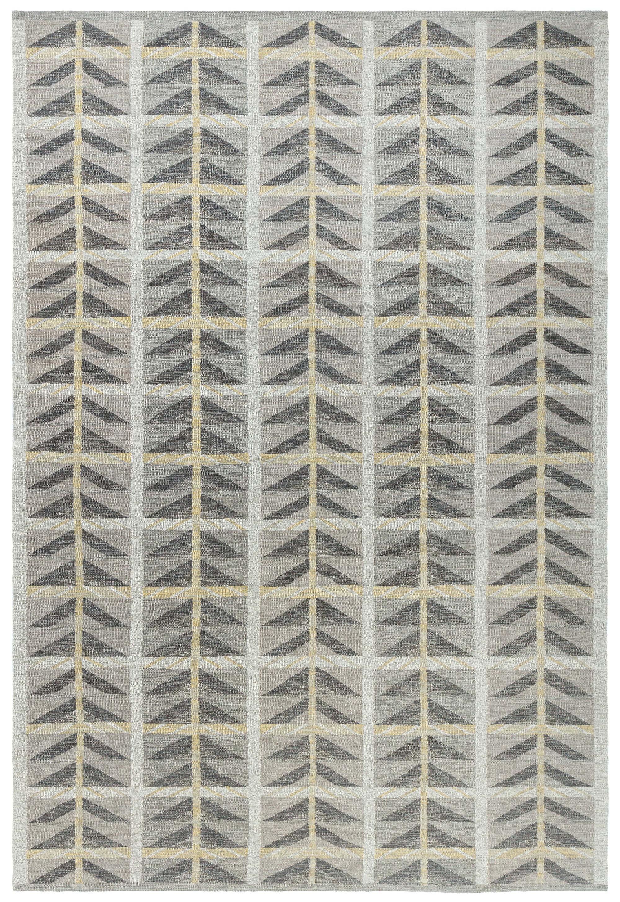 Modern Swedish Geometric Flat Weave Wool Rug by Doris Leslie Blau