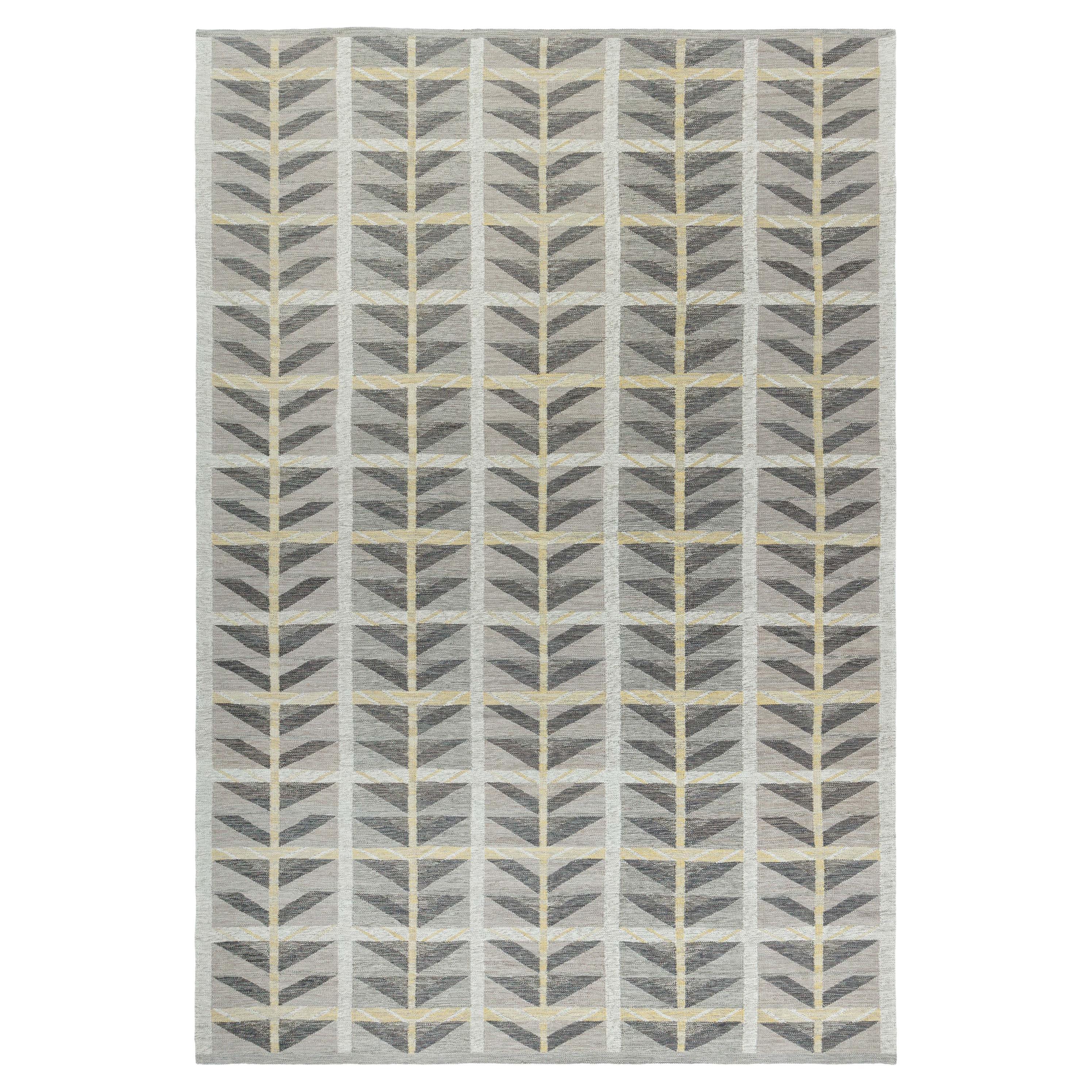 Moderner schwedischer geometrischer flachgewebter wollteppich von Doris Leslie Blau
