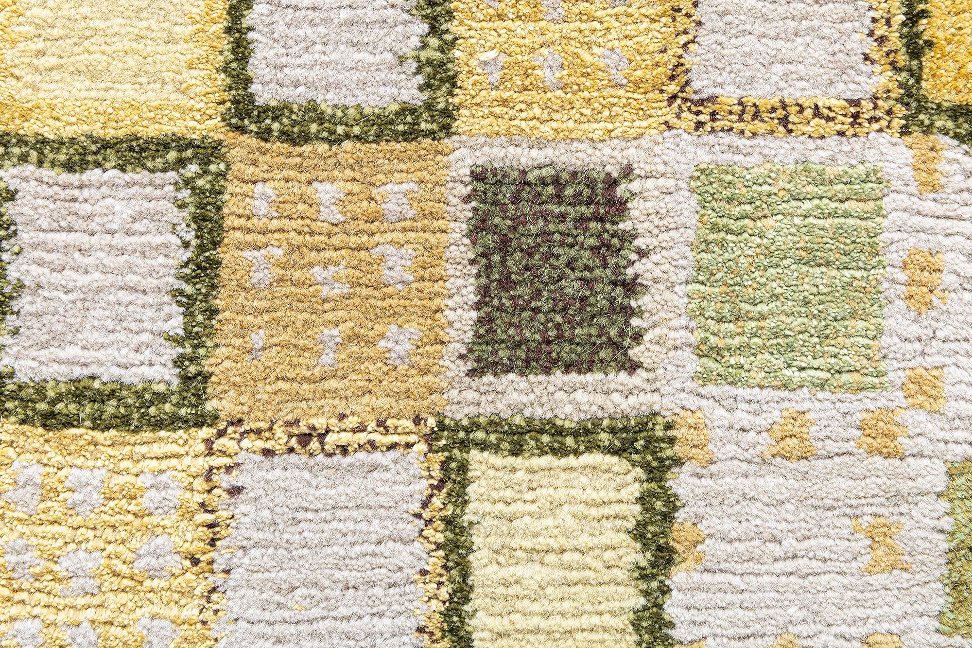 Modern Swedish Geometric Hand-Knotted Silk and Wool Pile Rug by Doris Leslie Blau
Size: 8'10