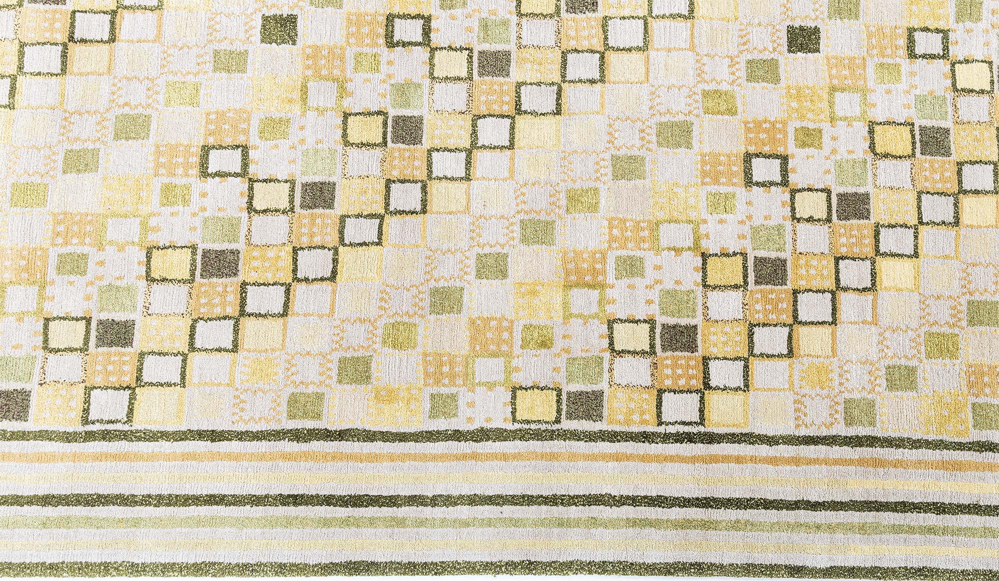 Lana Seta moderna svedese geometrica annodata a mano &  Tappeto a pelo di lana di Doris Leslie Blau in vendita