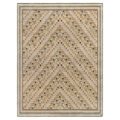 Modern Swedish Geometric Hand-Knotted Silk &  Wool Pile Rug by Doris Leslie Blau