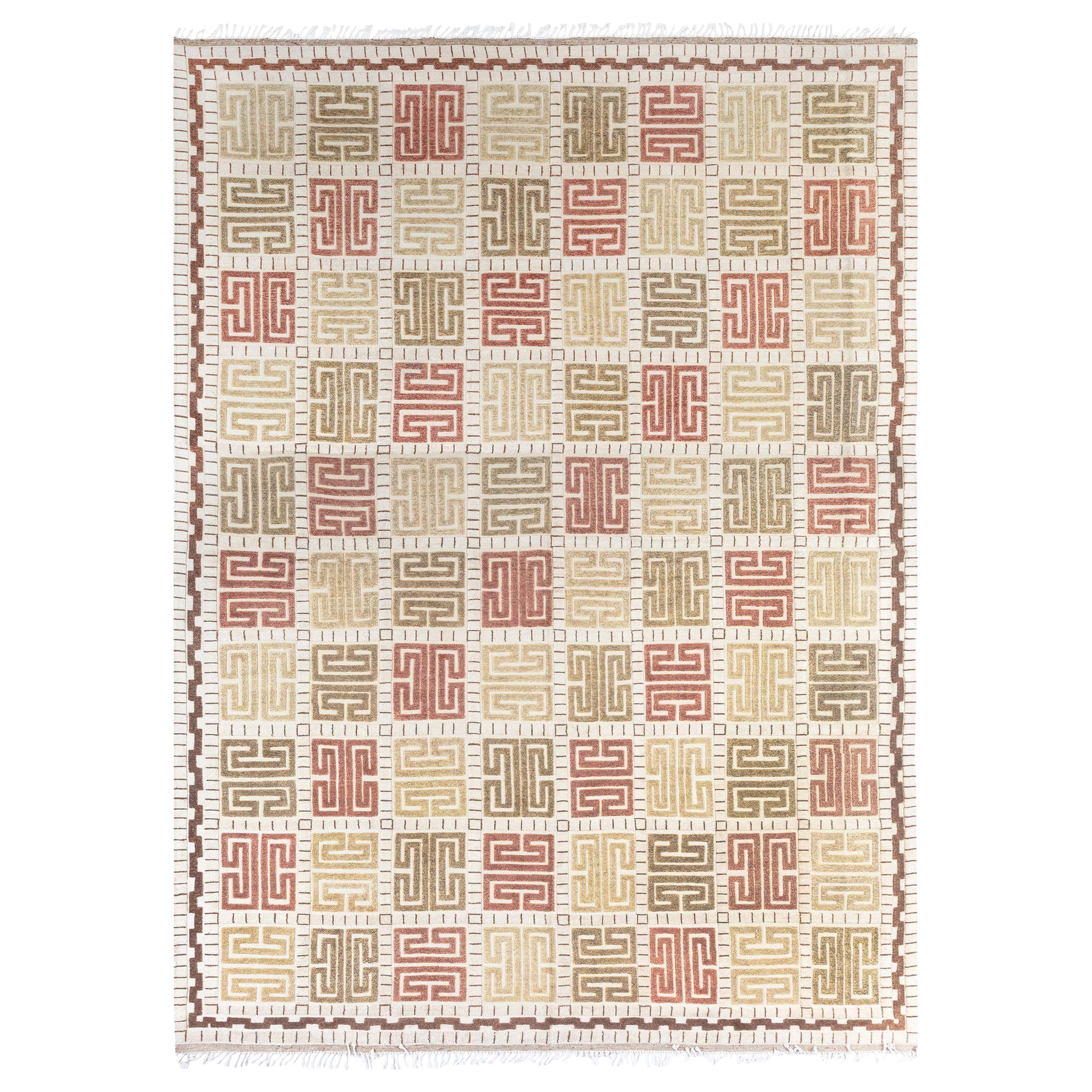 Modern Swedish Geometric High-Low Wool Rug by Doris Leslie Blau For Sale