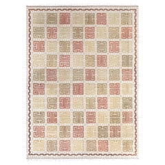 Modern Swedish Geometric High-Low Wool Rug by Doris Leslie Blau