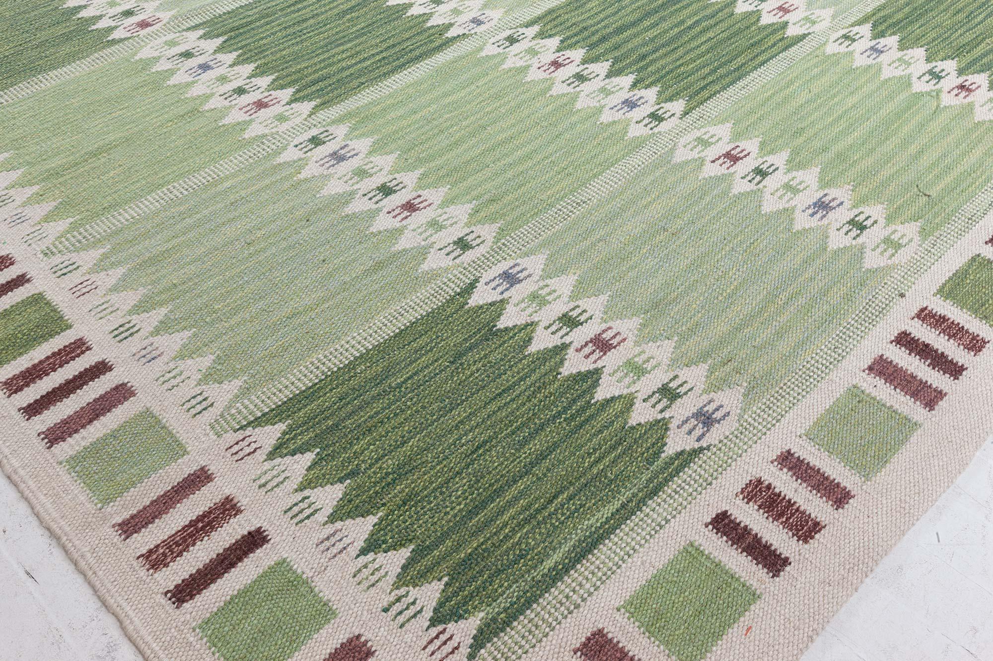 Scandinavian Modern Modern Swedish Green Rug For Sale