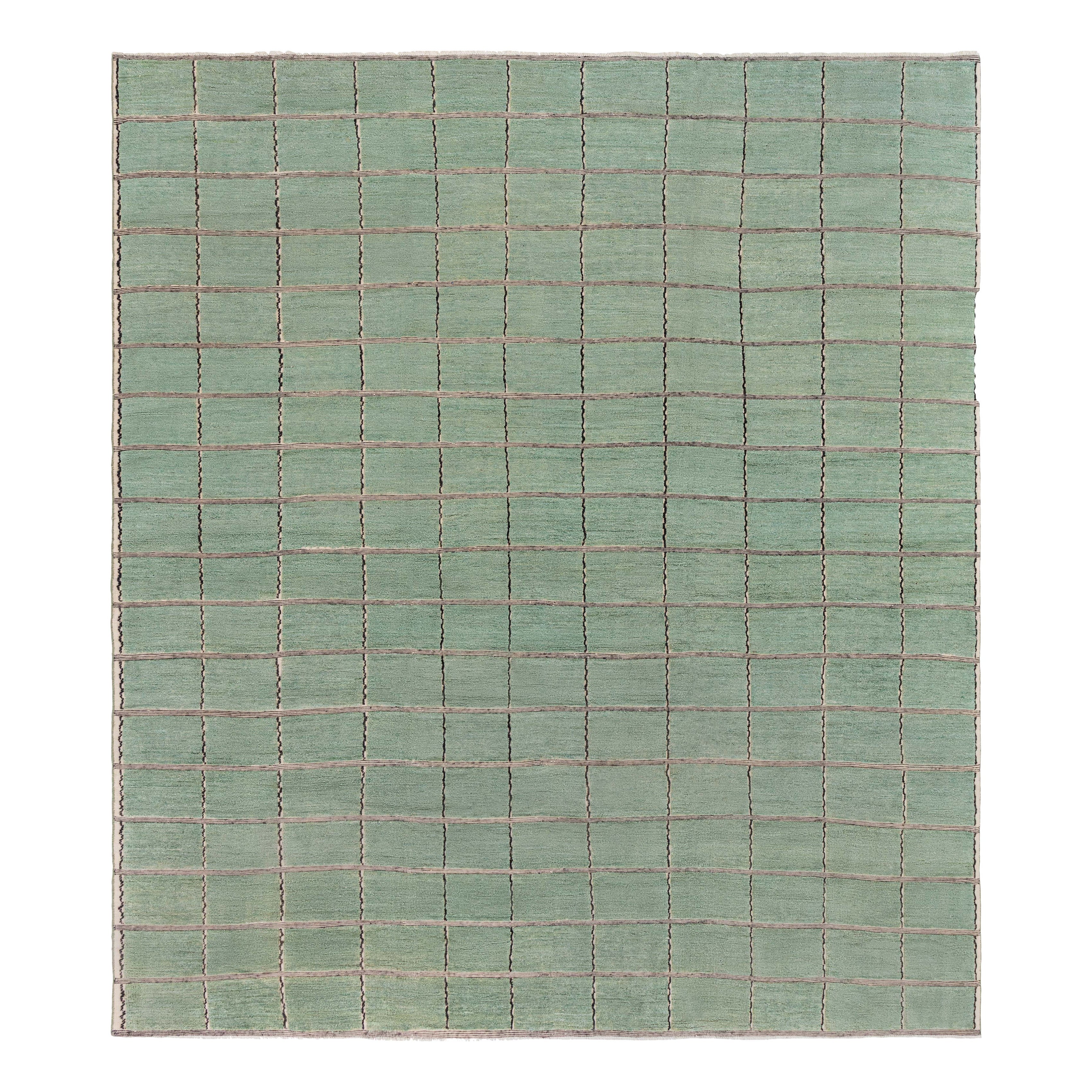 Modern Swedish Half Pile Rug with Geometric Grid Design by Doris Leslie Blau For Sale