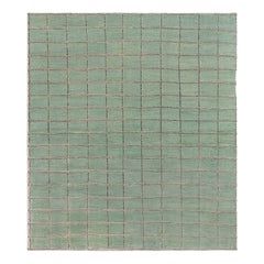 Modern Swedish Half Pile Rug with Geometric Grid Design by Doris Leslie Blau