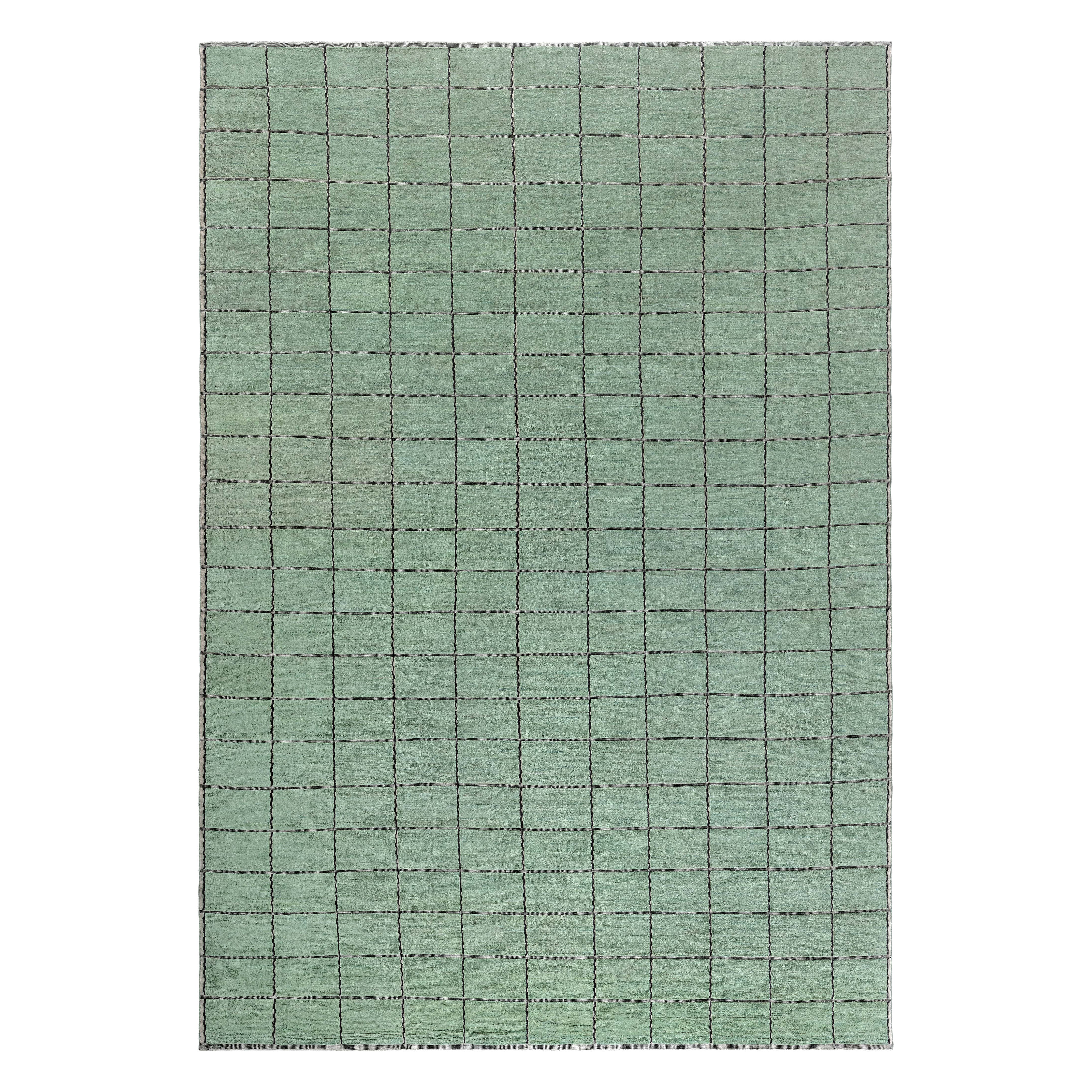 Modern Swedish Half Pile Rug with Geometric Grid Design by Doris Leslie Blau For Sale