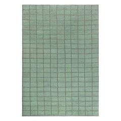Modern Swedish Half Pile Rug with Geometric Grid Design by Doris Leslie Blau