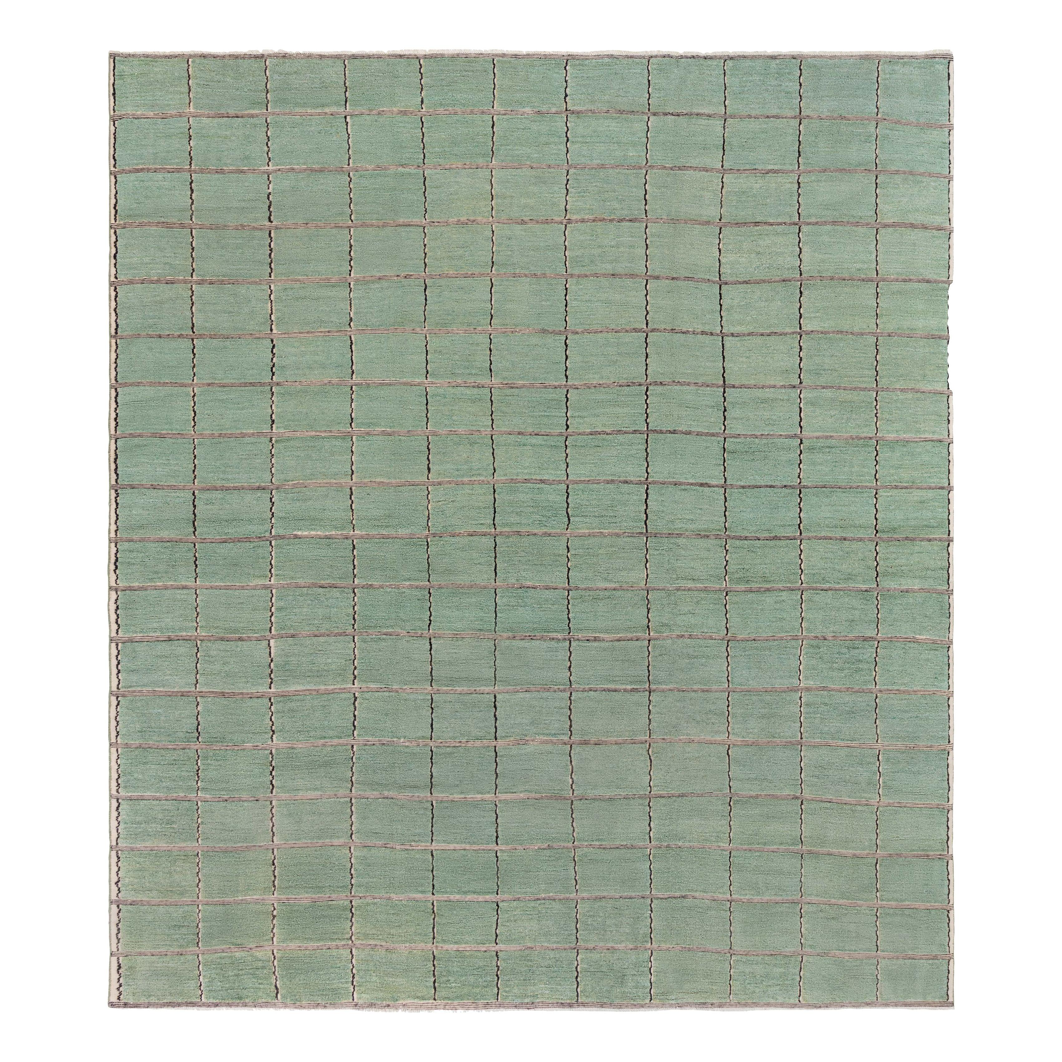 Tappeto moderno svedese a mezzo vello con disegno a griglia geometrica di Doris Leslie Blau in vendita