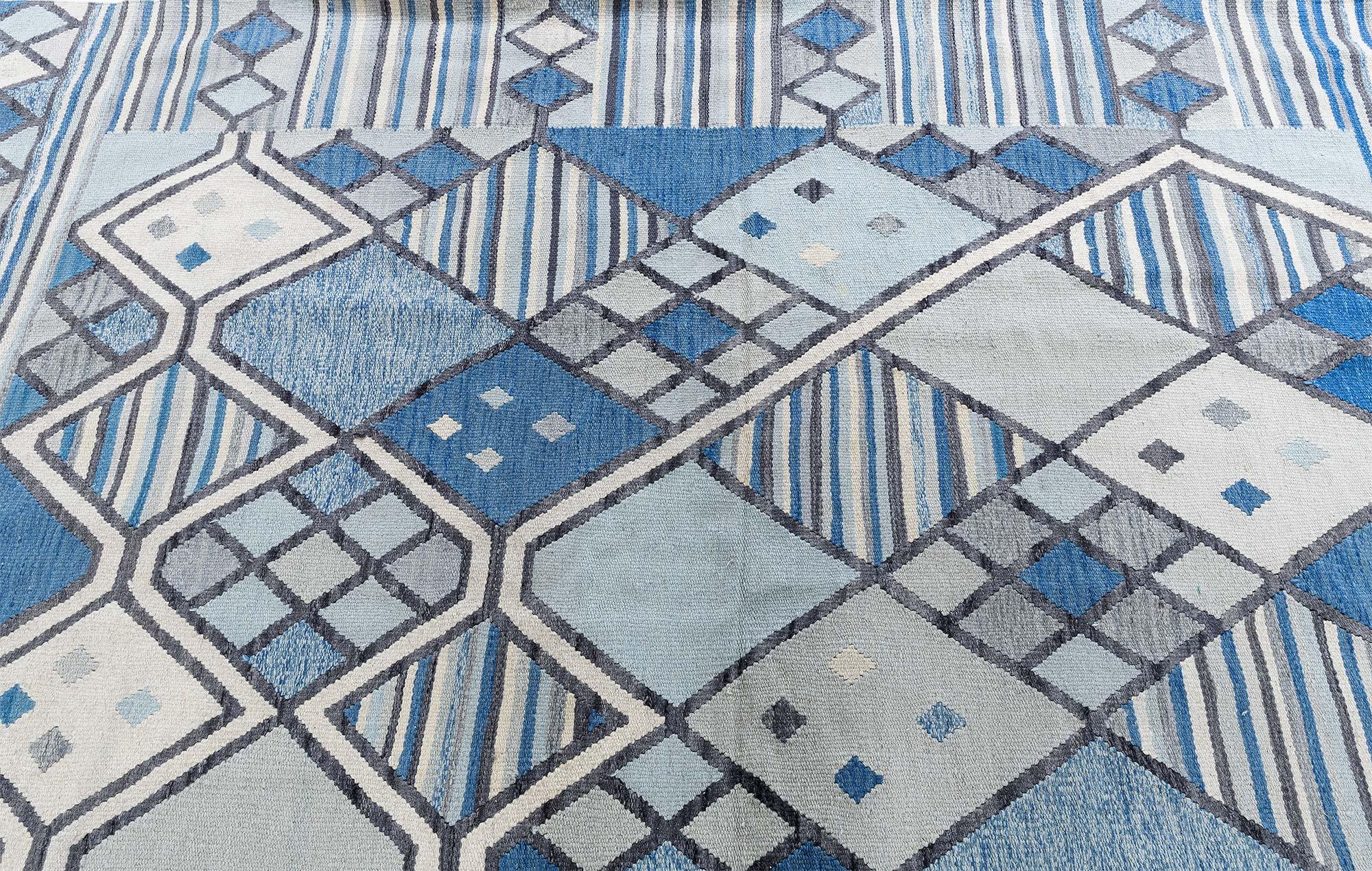 Contemporary Modern Swedish-Inspired Geometric Flat Weave Rug by Doris Leslie Blau For Sale
