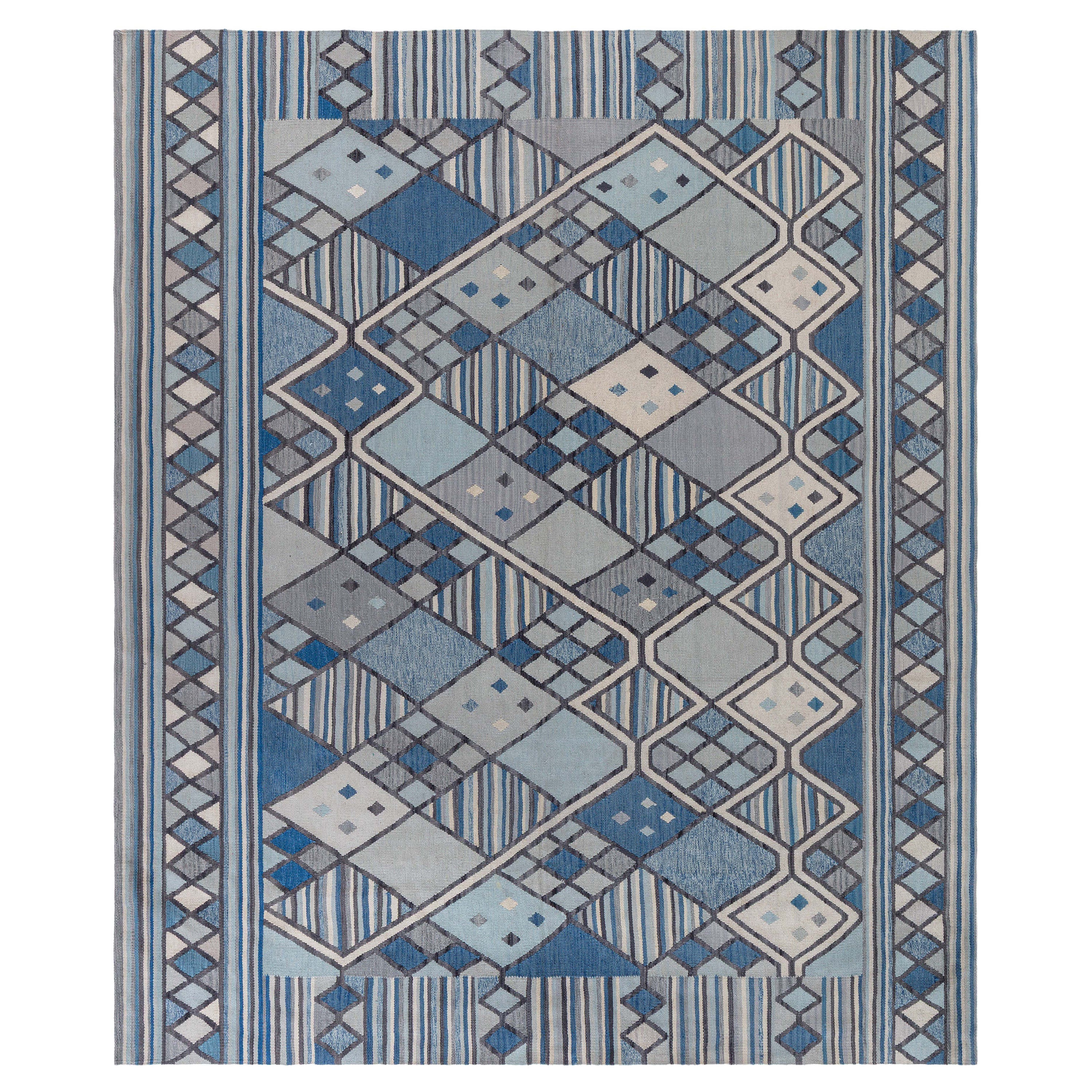 Modern Swedish-Inspired Geometric Flat Weave Rug by Doris Leslie Blau For Sale