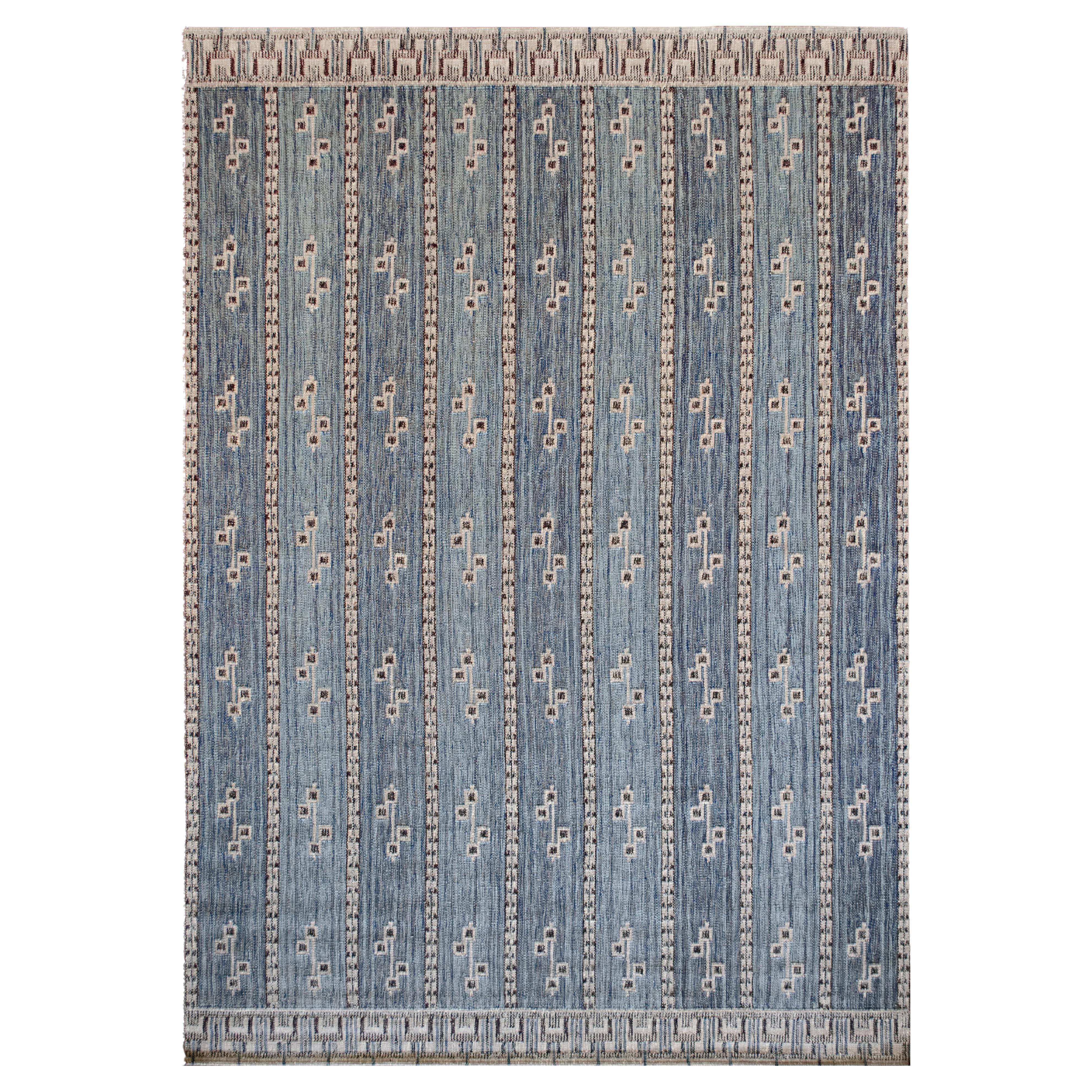 Modern Swedish Inspired Wool Contemporary Rug 10x14 For Sale